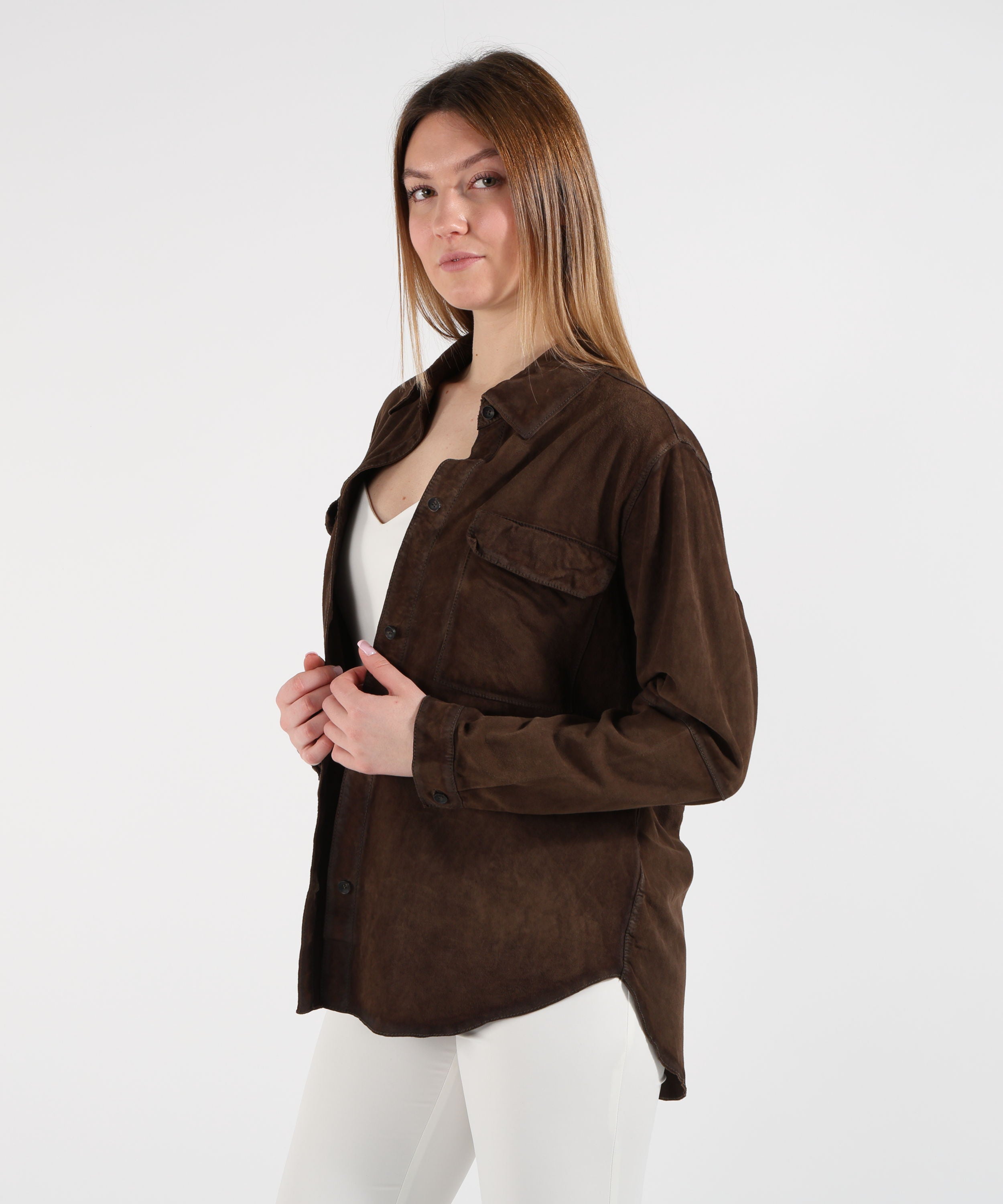 Giacche THE JACKIE LEATHERS Giacca camicia vesuvio Marrone scuro | THE JACKIE LEATHERS