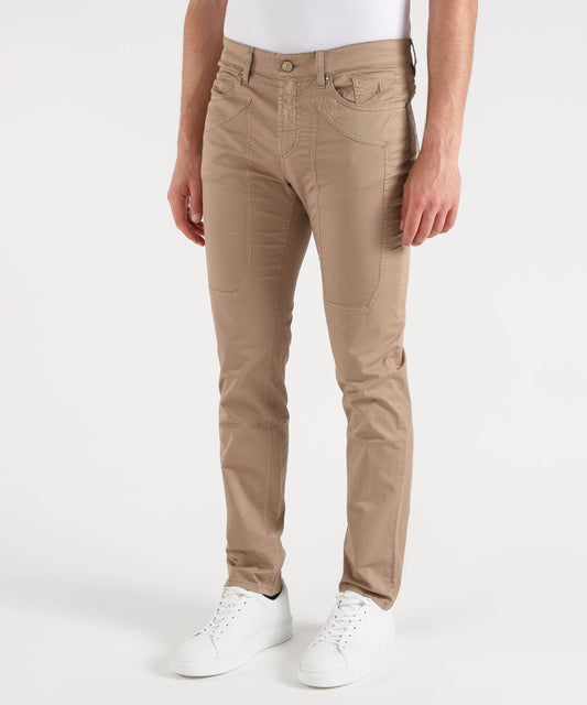 Pantaloni JECKERSON john 5 tasche toppa slim Beige | JECKERSON