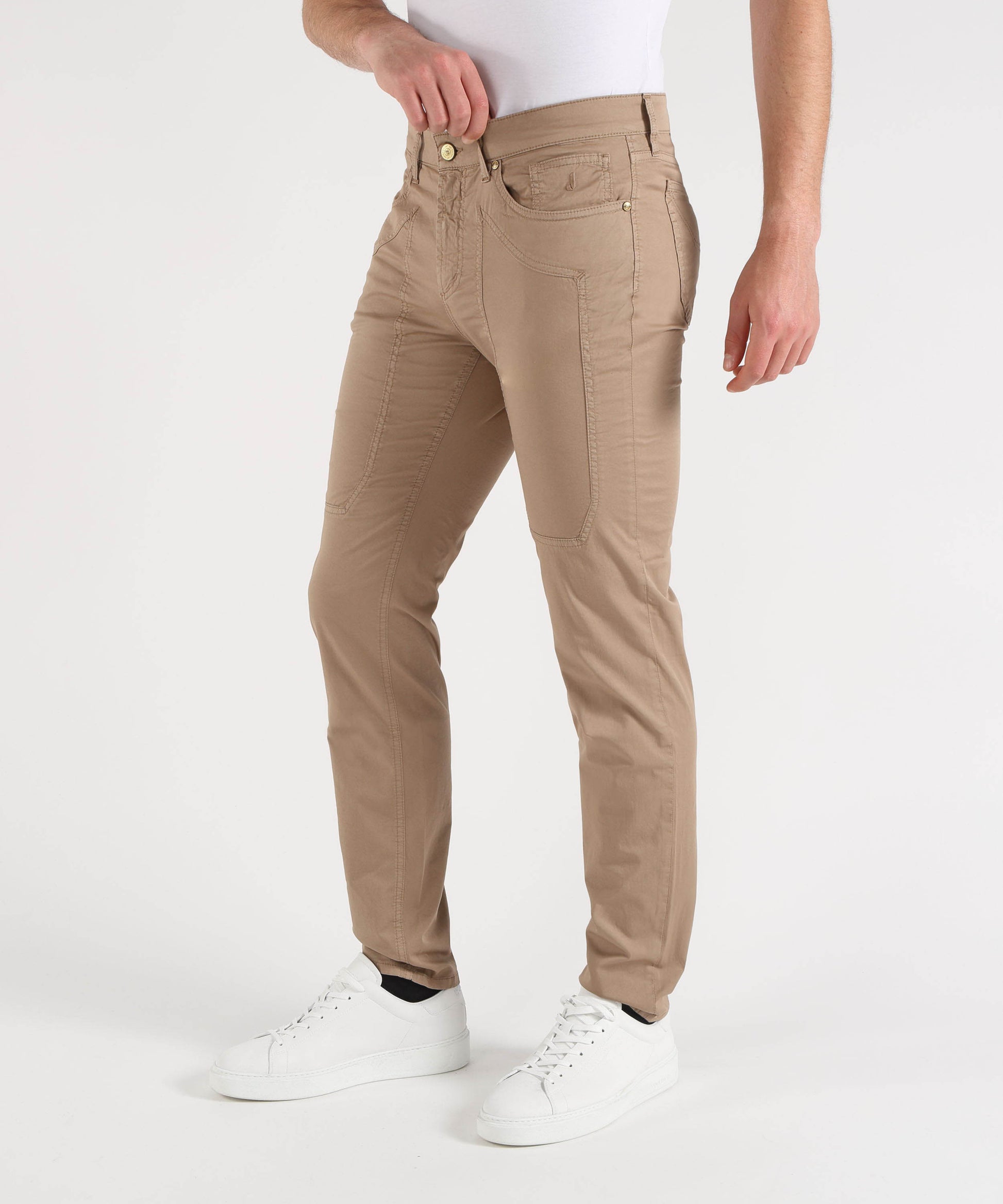 Pantaloni JECKERSON john 5 tasche toppa slim Beige | JECKERSON