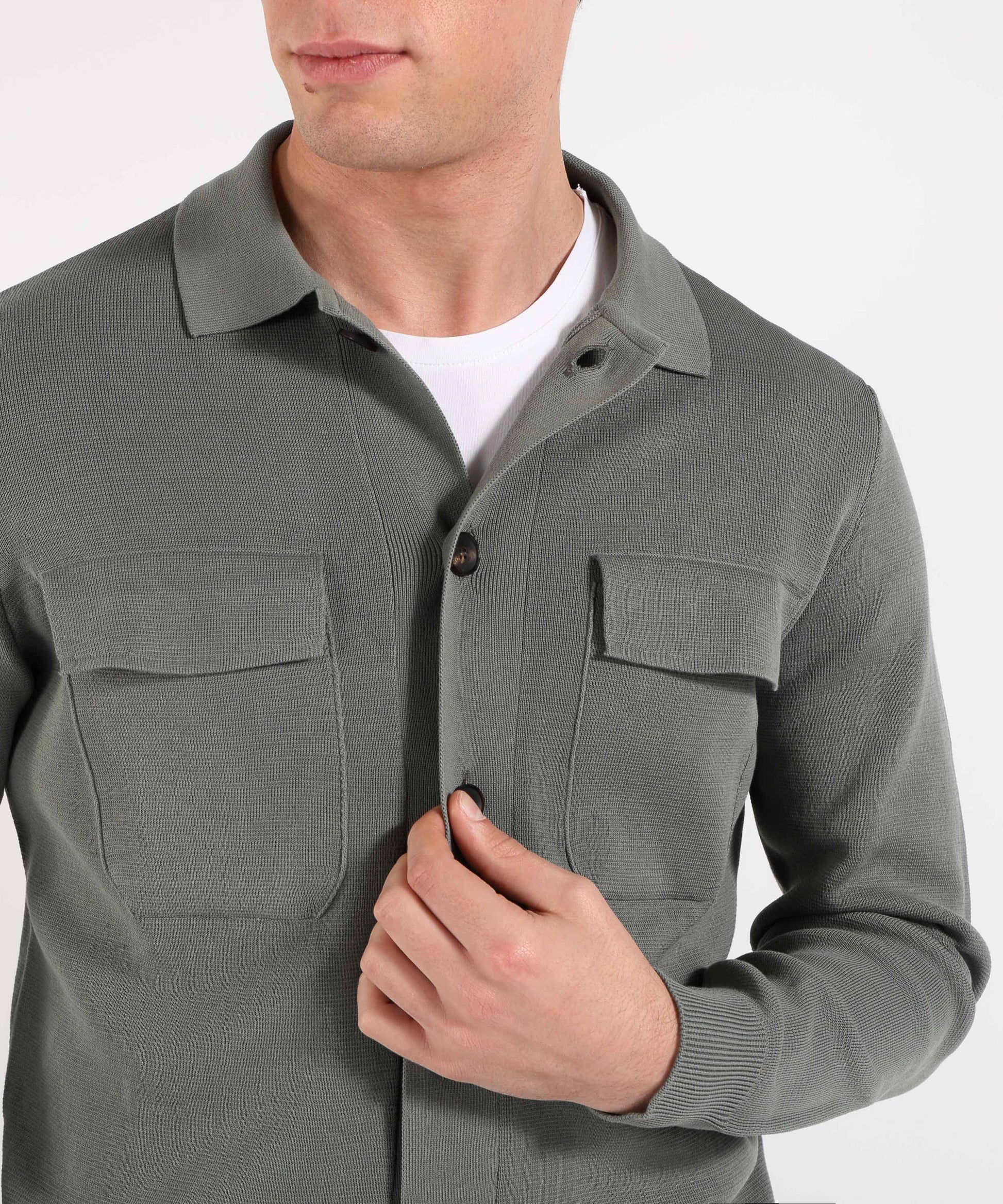 Jackets FILIPPO DE LAURENTIIS Crepe cotton blouson with double pockets Verde | FILIPPO DE LAURENTIIS