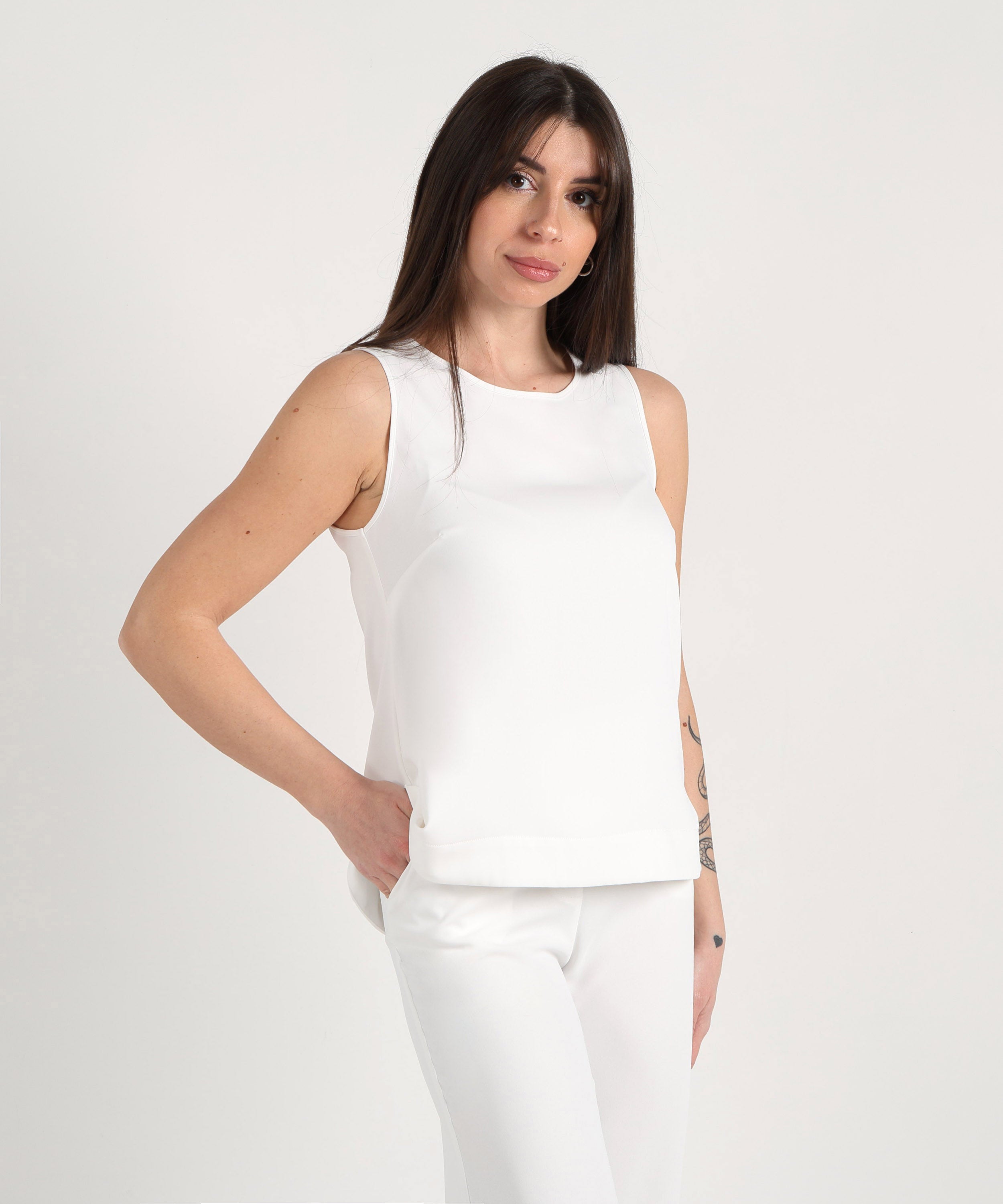 Tank tops MAIDA MILA Women’s Soft Tank Top with Button Closure Bianco | MAIDA MILA