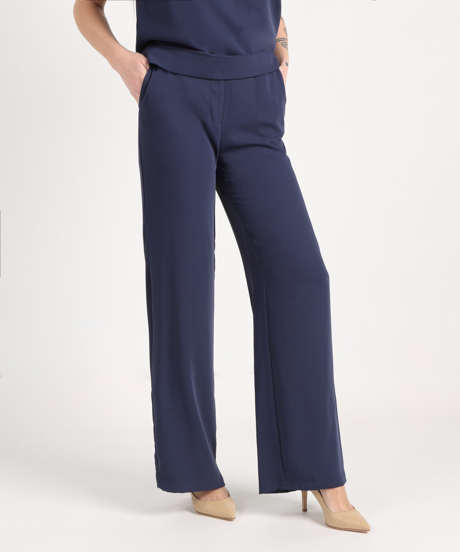 Pantapalazzo MAIDA MILA Pantalone Donna Ampio e Morbido Blu navy | MAIDA MILA