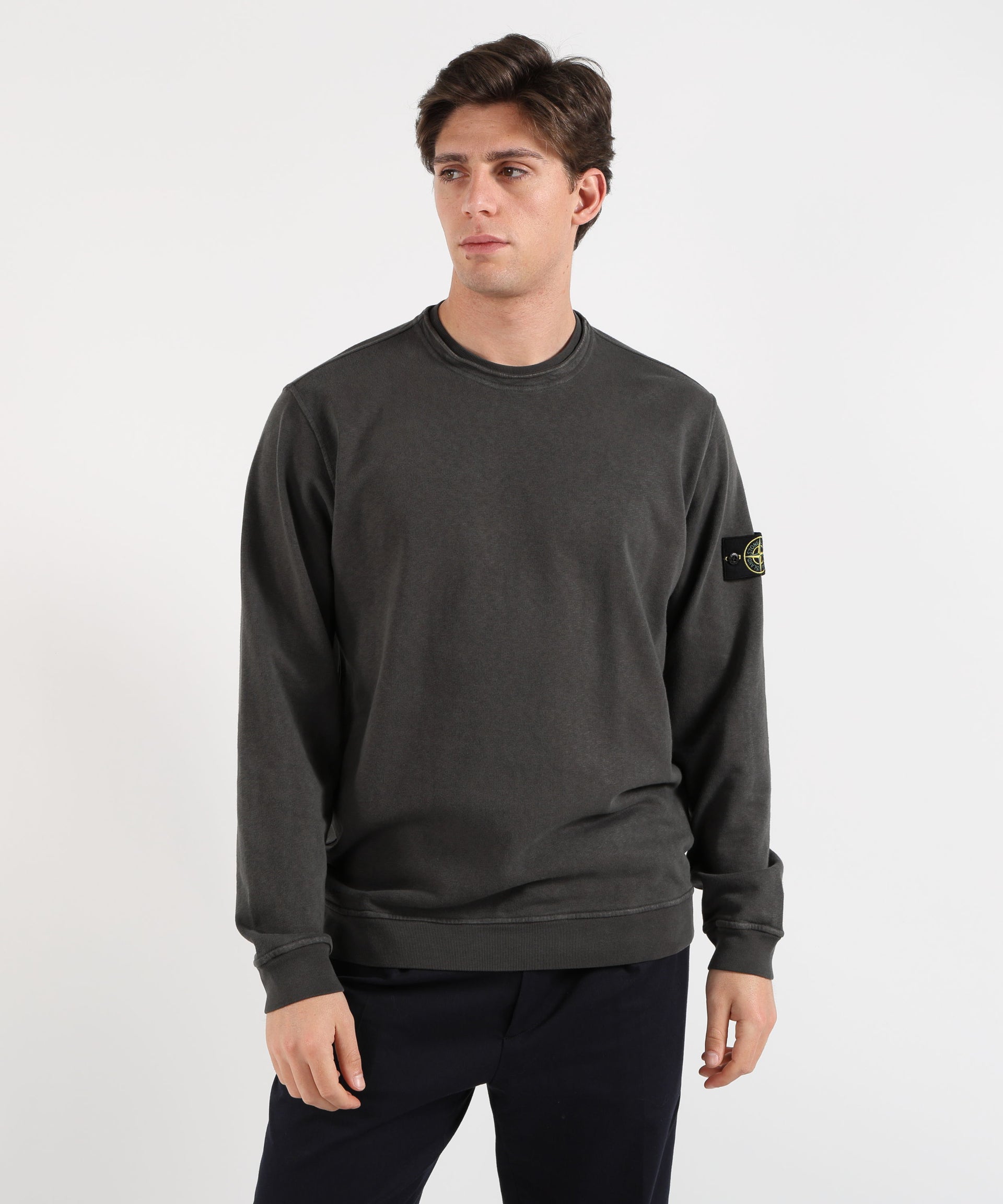 STONE ISLAND MALFILÉ FLEECE 'OLD' EFFECT - Felpa girocollo vestibilità regular