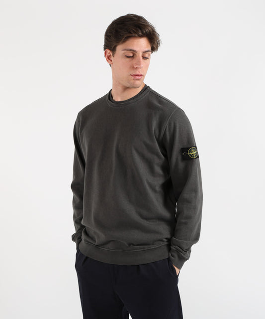 Felpe STONE ISLAND MALFILÉ FLEECE 'OLD' EFFECT - Felpa girocollo vestibilità regular Grigio scuro | STONE ISLAND