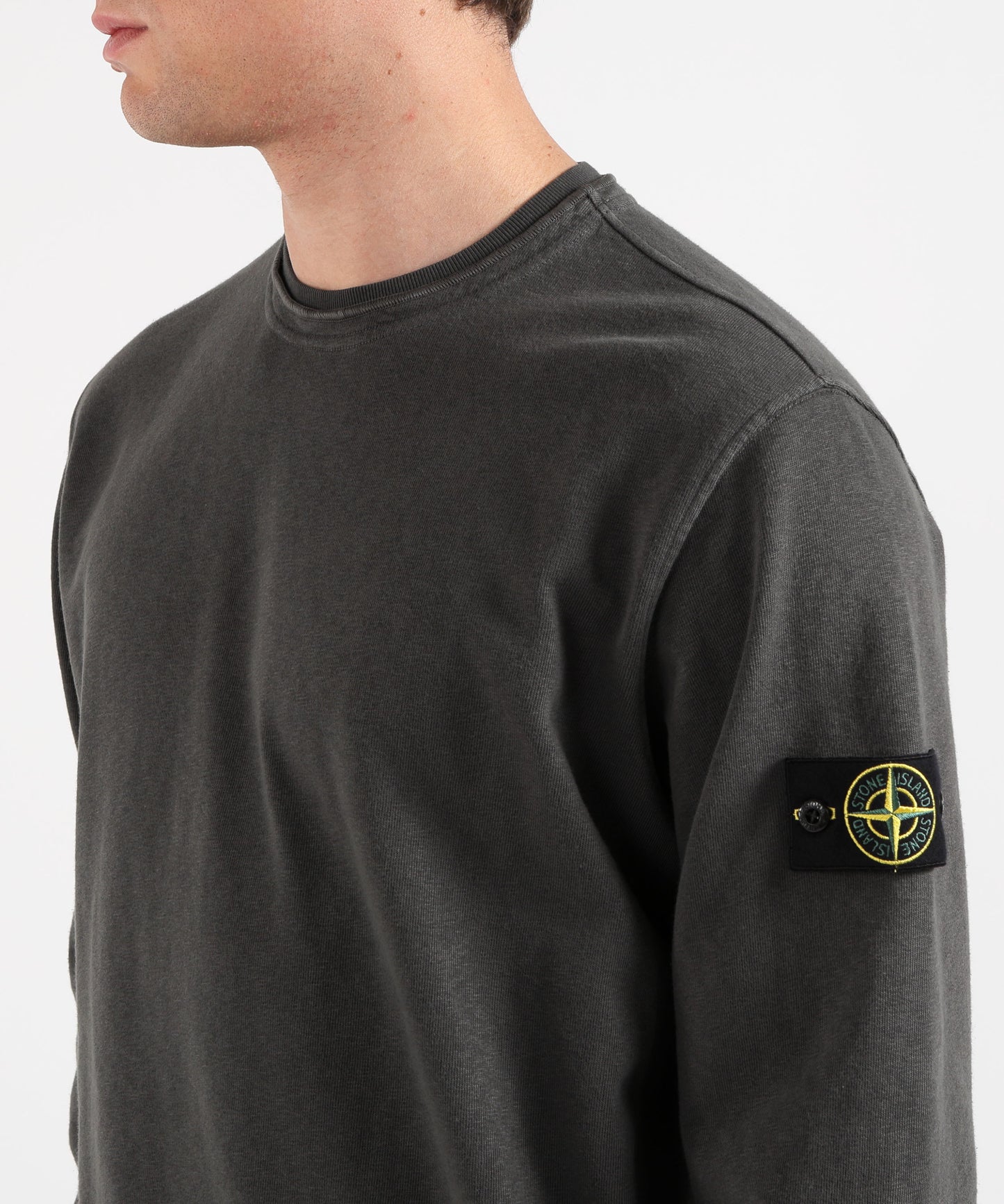 STONE ISLAND MALFILÉ FLEECE 'OLD' EFFECT - Felpa girocollo vestibilità regular