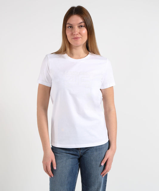 ELISABETTA FRANCHI T-shirt in jersey con logo ricamato