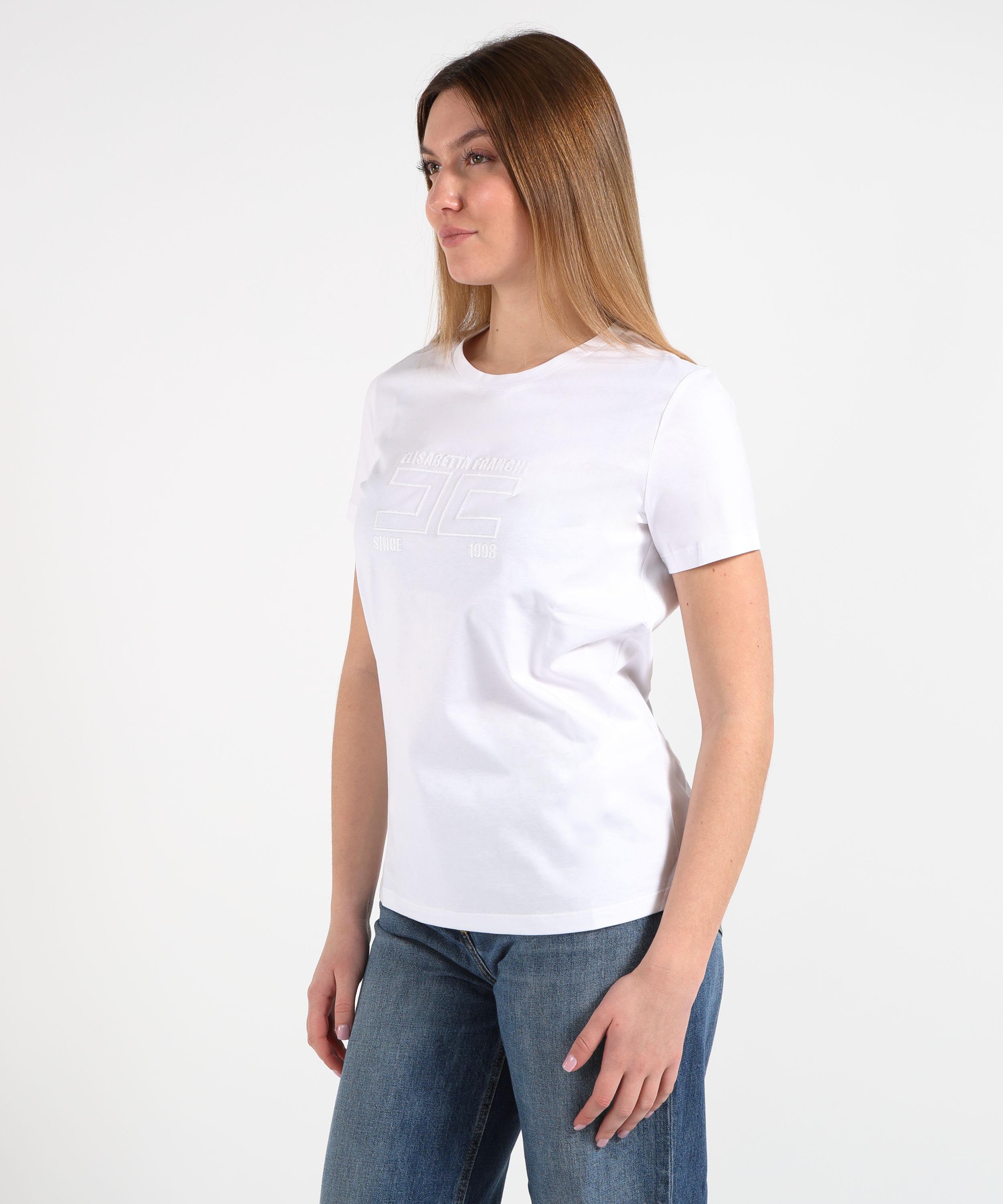 ELISABETTA FRANCHI T-shirt in jersey con logo ricamato