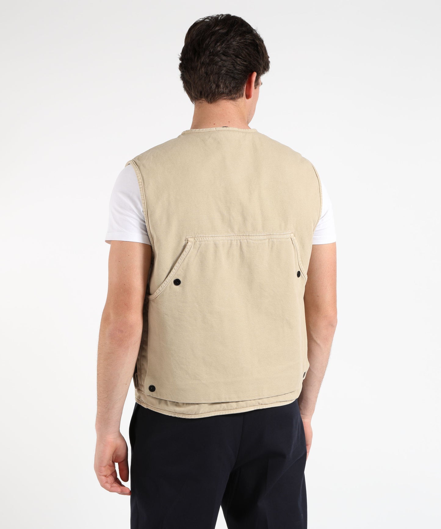 STONE ISLAND ORGANIC PANAMA COTTON 'OLD' EFFECT - Gilet vestibilità ampia con tasche multiple
