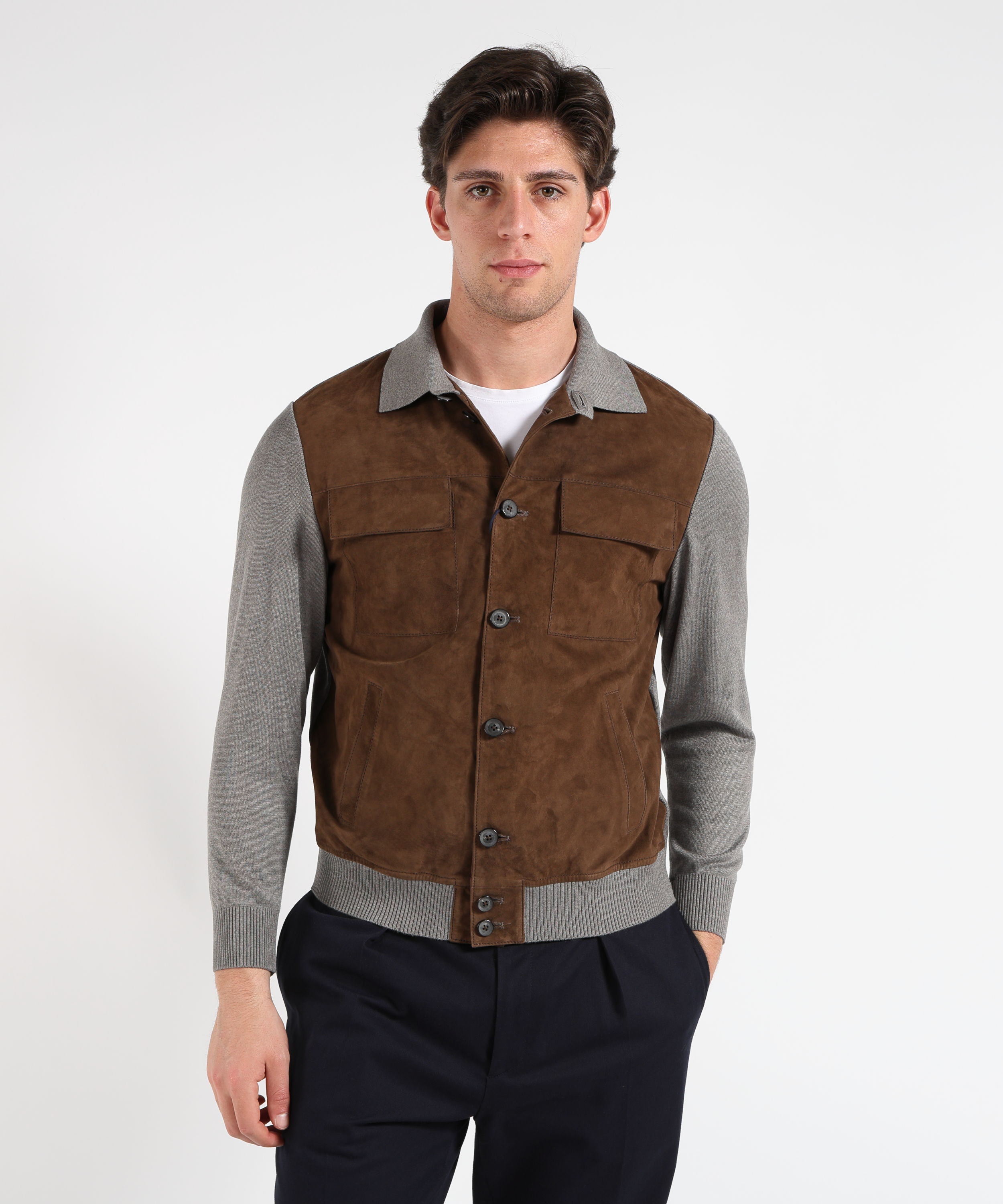 THE JACK LEATHERS Giacca Uomo in Maglia e Pelle – Stile Contemporaneo