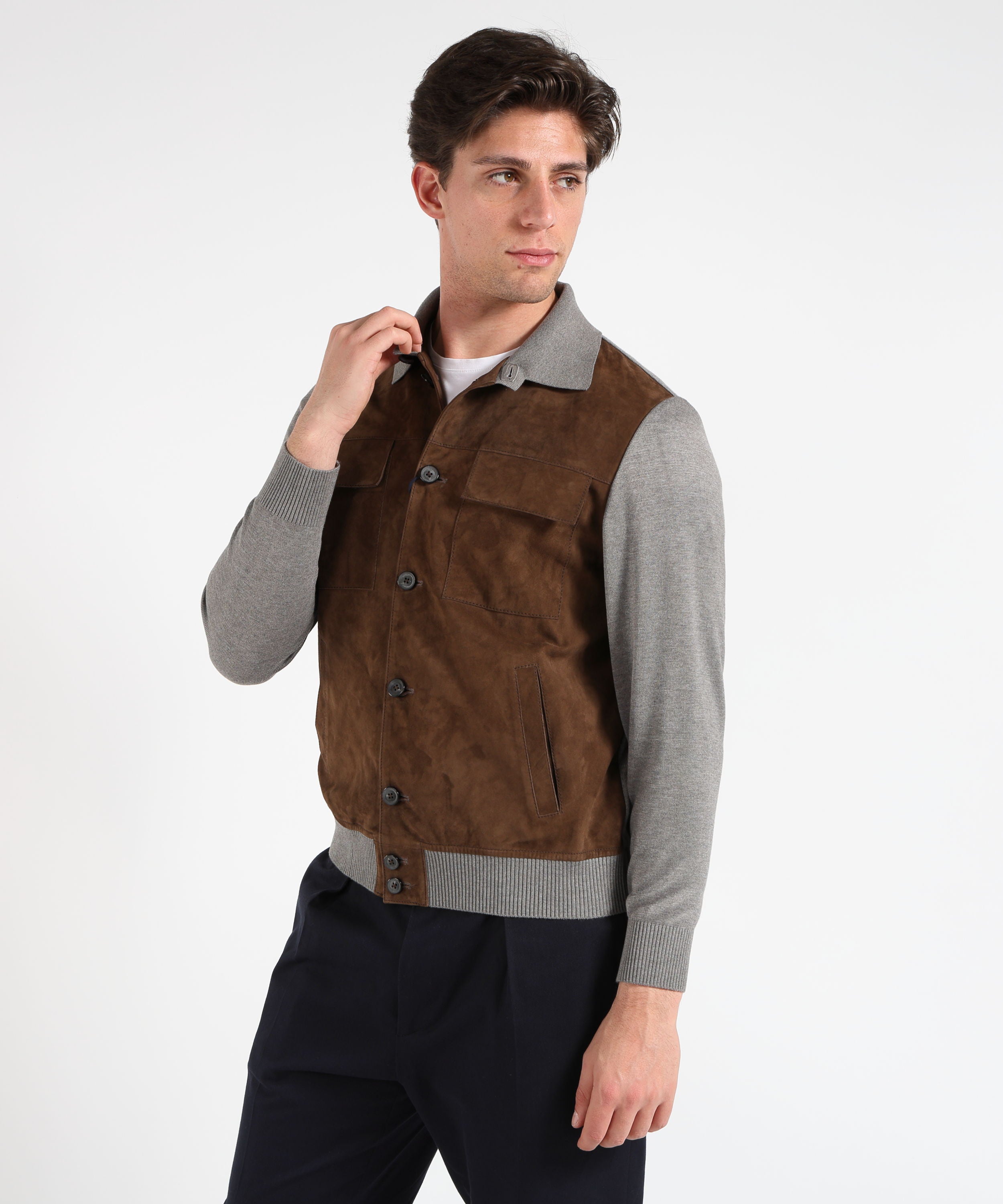 THE JACK LEATHERS Giacca Uomo in Maglia e Pelle – Stile Contemporaneo