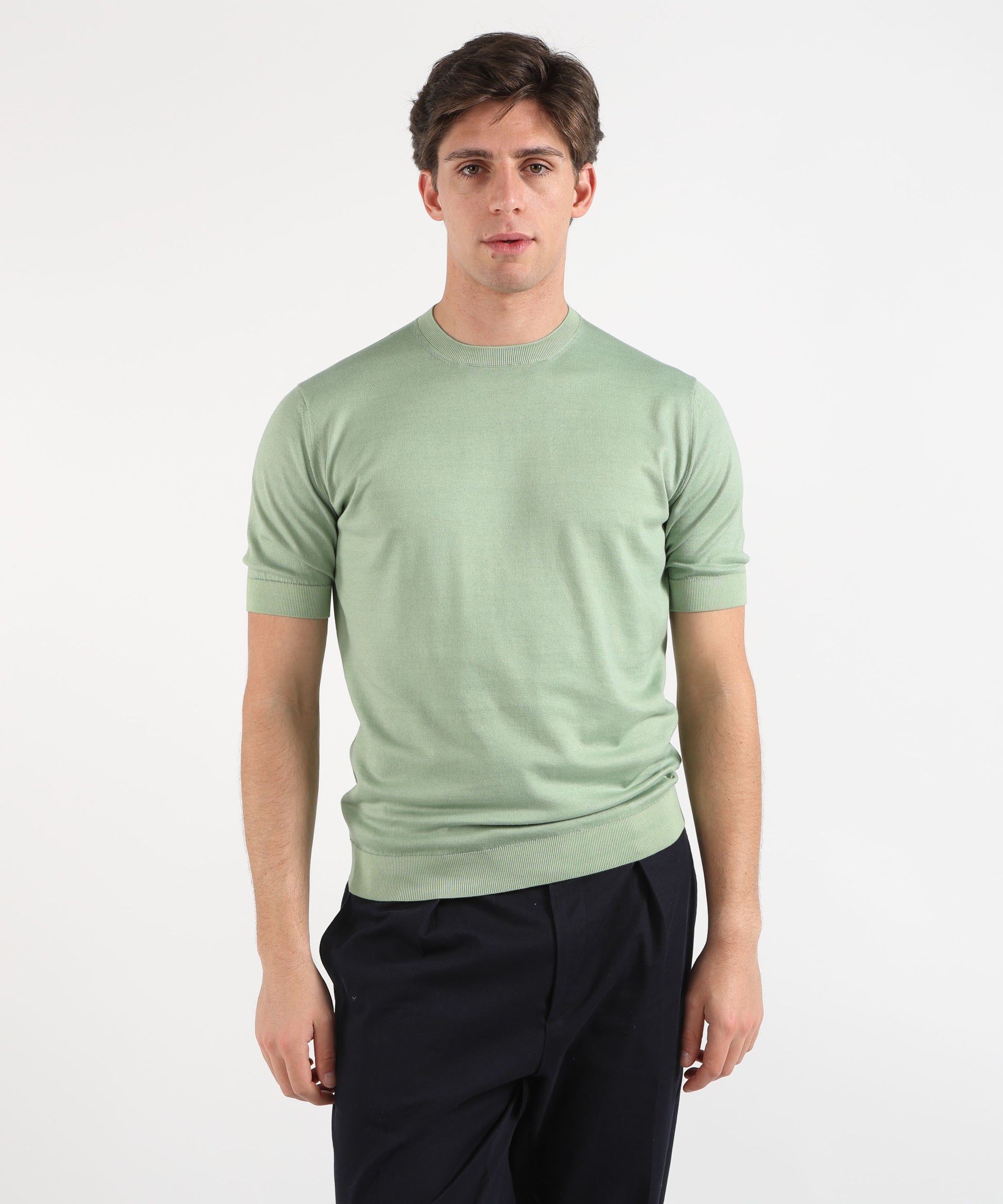 Knitwear FILIPPO DE LAURENTIIS Men’s half-sleeve T-shirt – Sublime Cotton Verde | FILIPPO DE LAURENTIIS