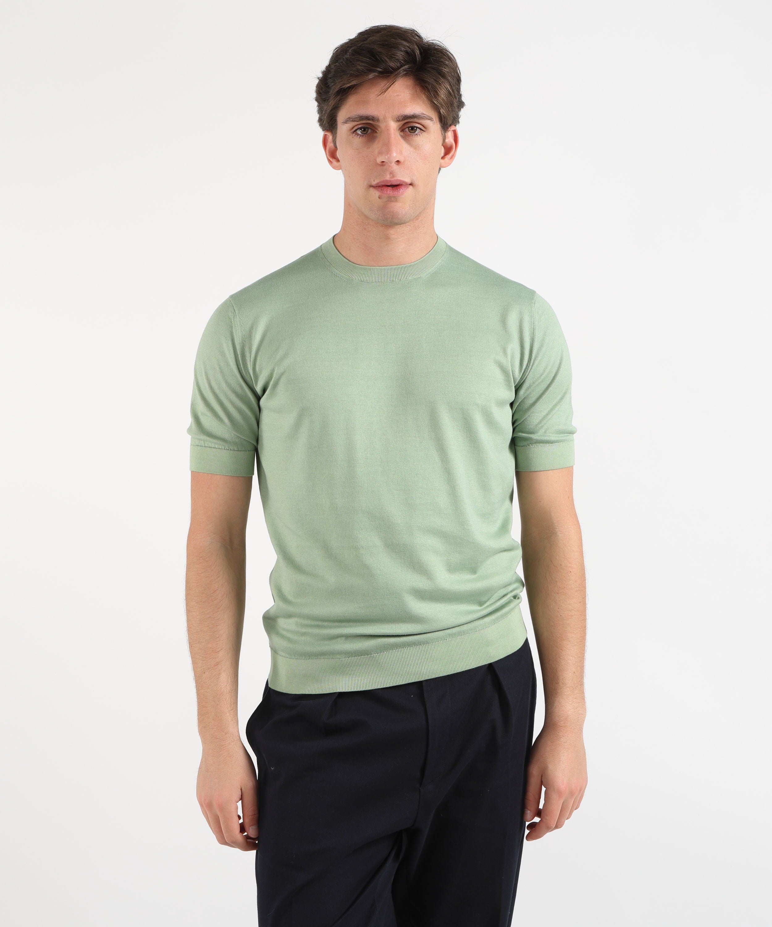 Maglie FILIPPO DE LAURENTIIS T-Shirt Uomo Mezza Manica – Sublime Cotton Verde | FILIPPO DE LAURENTIIS