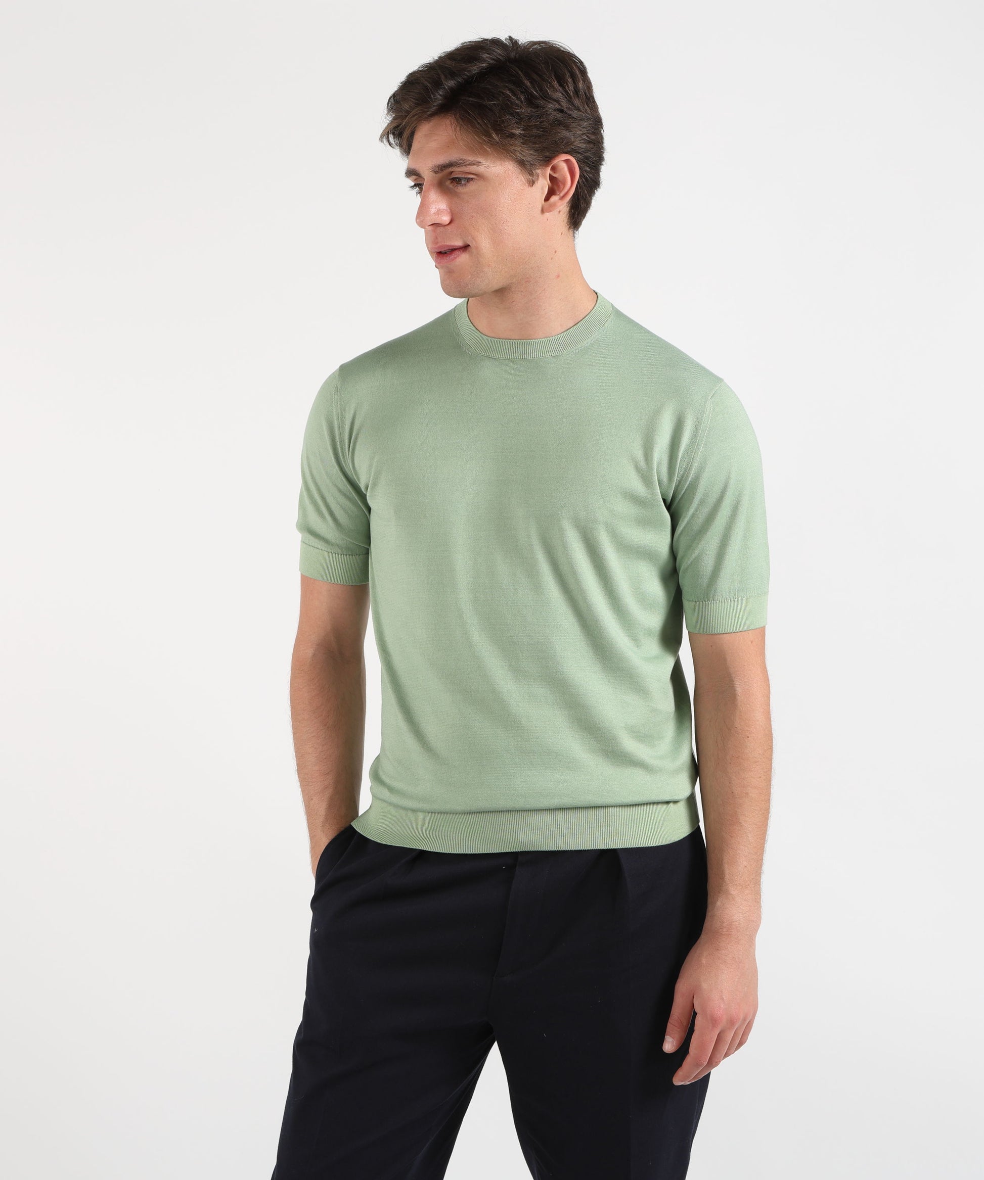 Knitwear FILIPPO DE LAURENTIIS Men’s half-sleeve T-shirt – Sublime Cotton Verde | FILIPPO DE LAURENTIIS