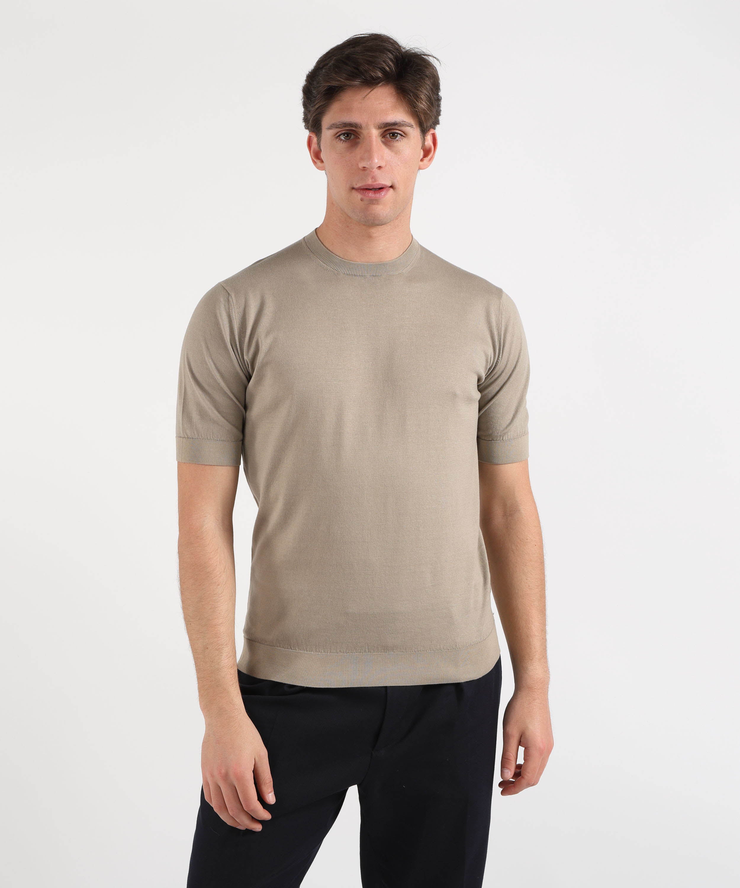 Maglie FILIPPO DE LAURENTIIS T-Shirt Uomo Mezza Manica – Sublime Cotton Tortora | FILIPPO DE LAURENTIIS