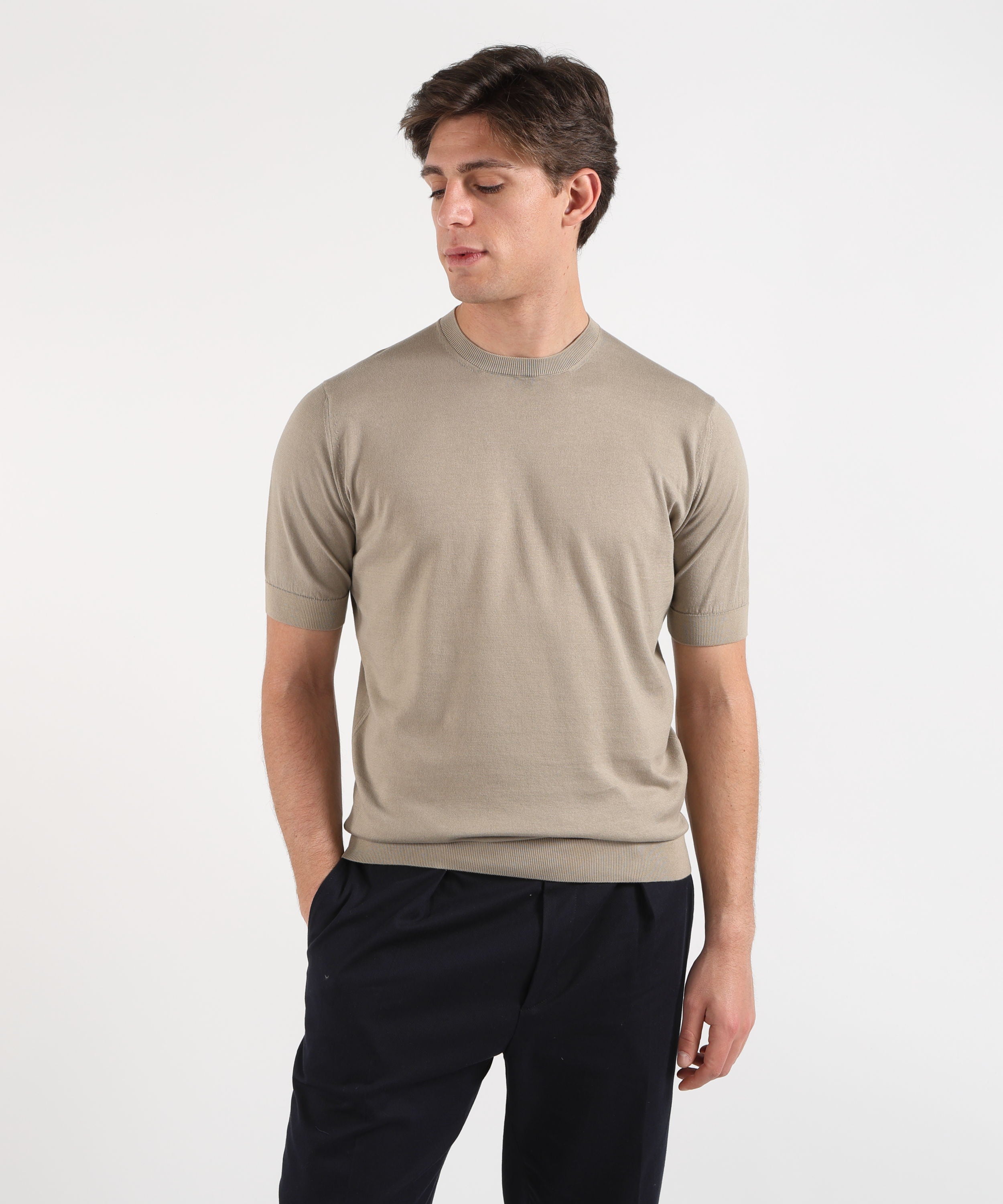Maglie FILIPPO DE LAURENTIIS T-Shirt Uomo Mezza Manica – Sublime Cotton Tortora | FILIPPO DE LAURENTIIS