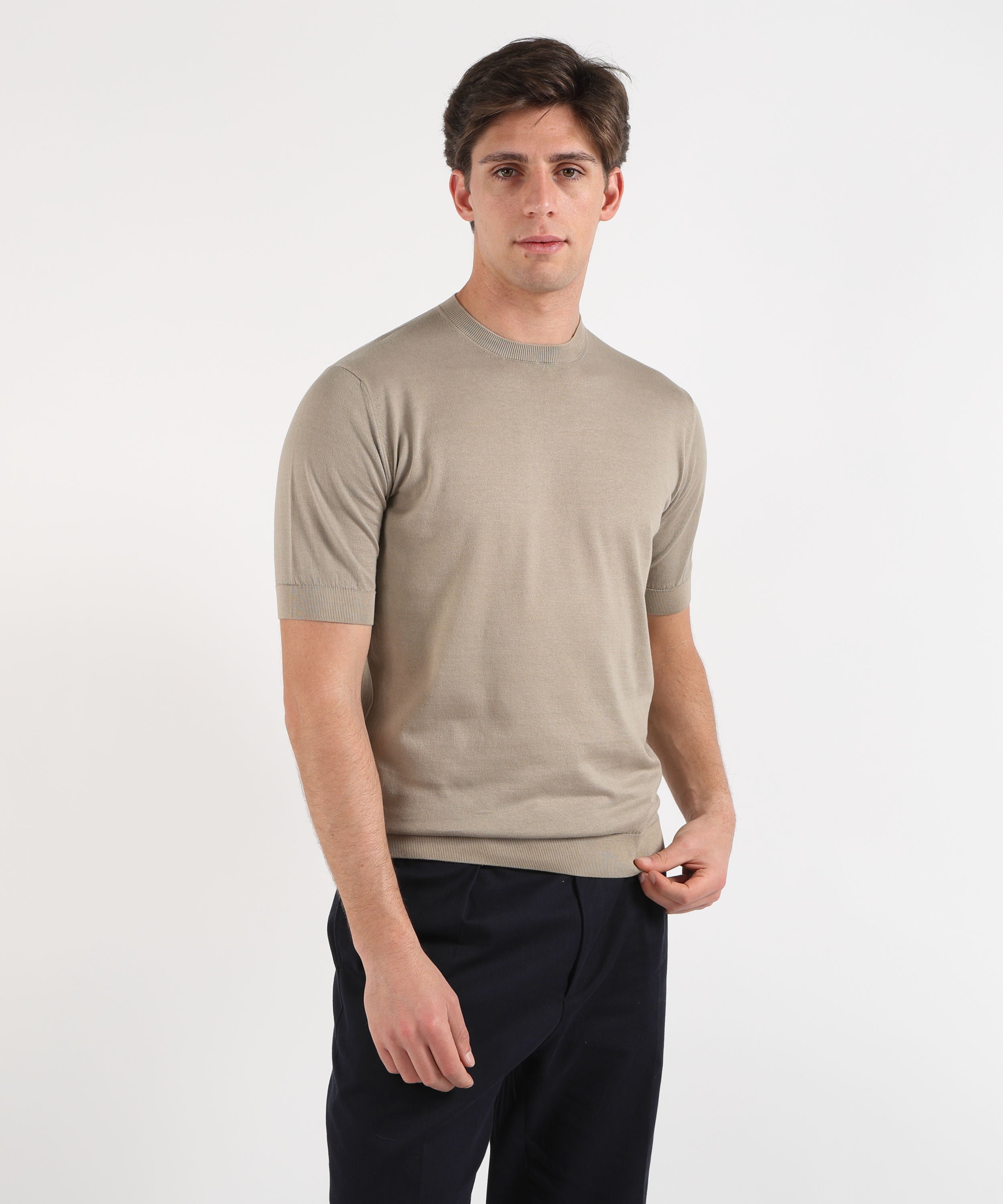 Maglie FILIPPO DE LAURENTIIS T-Shirt Uomo Mezza Manica – Sublime Cotton Tortora | FILIPPO DE LAURENTIIS