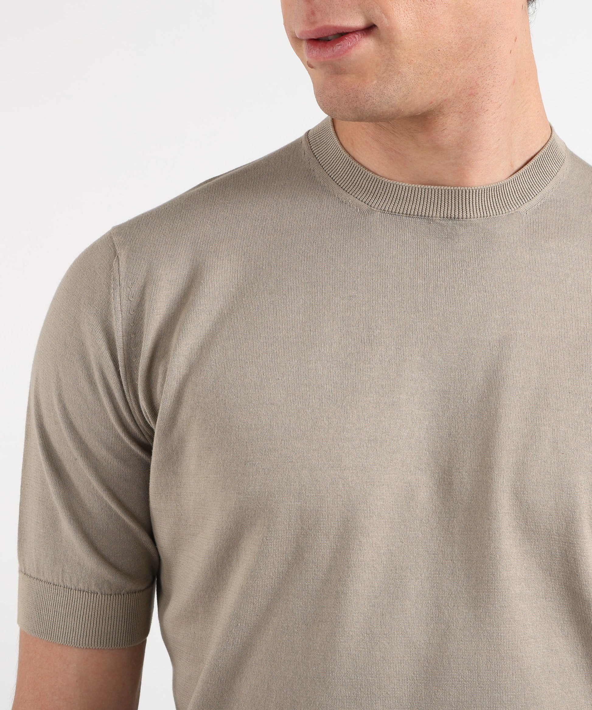 Knitwear FILIPPO DE LAURENTIIS Men’s half-sleeve T-shirt – Sublime Cotton Tortora | FILIPPO DE LAURENTIIS