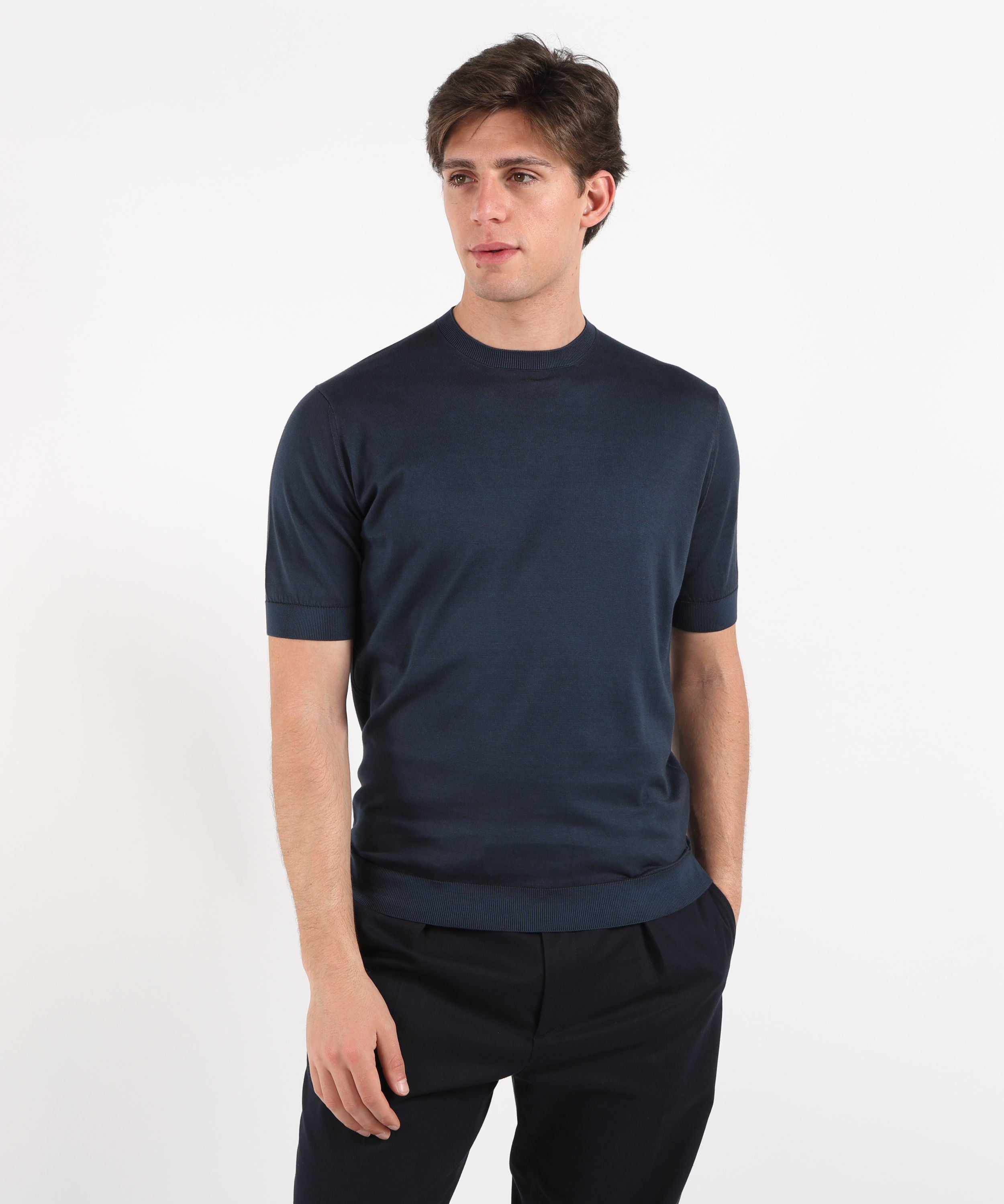 Maglie FILIPPO DE LAURENTIIS T-Shirt Uomo Mezza Manica – Sublime Cotton Indaco | FILIPPO DE LAURENTIIS