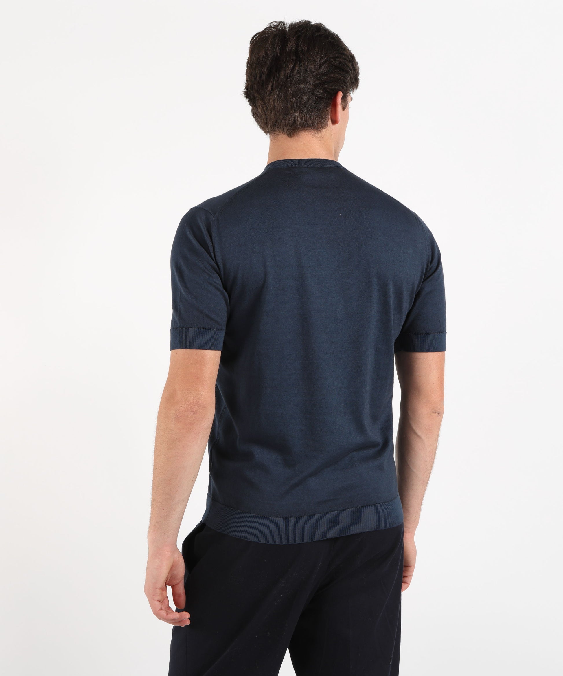 Knitwear FILIPPO DE LAURENTIIS Men’s half-sleeve T-shirt – Sublime Cotton Indaco | FILIPPO DE LAURENTIIS