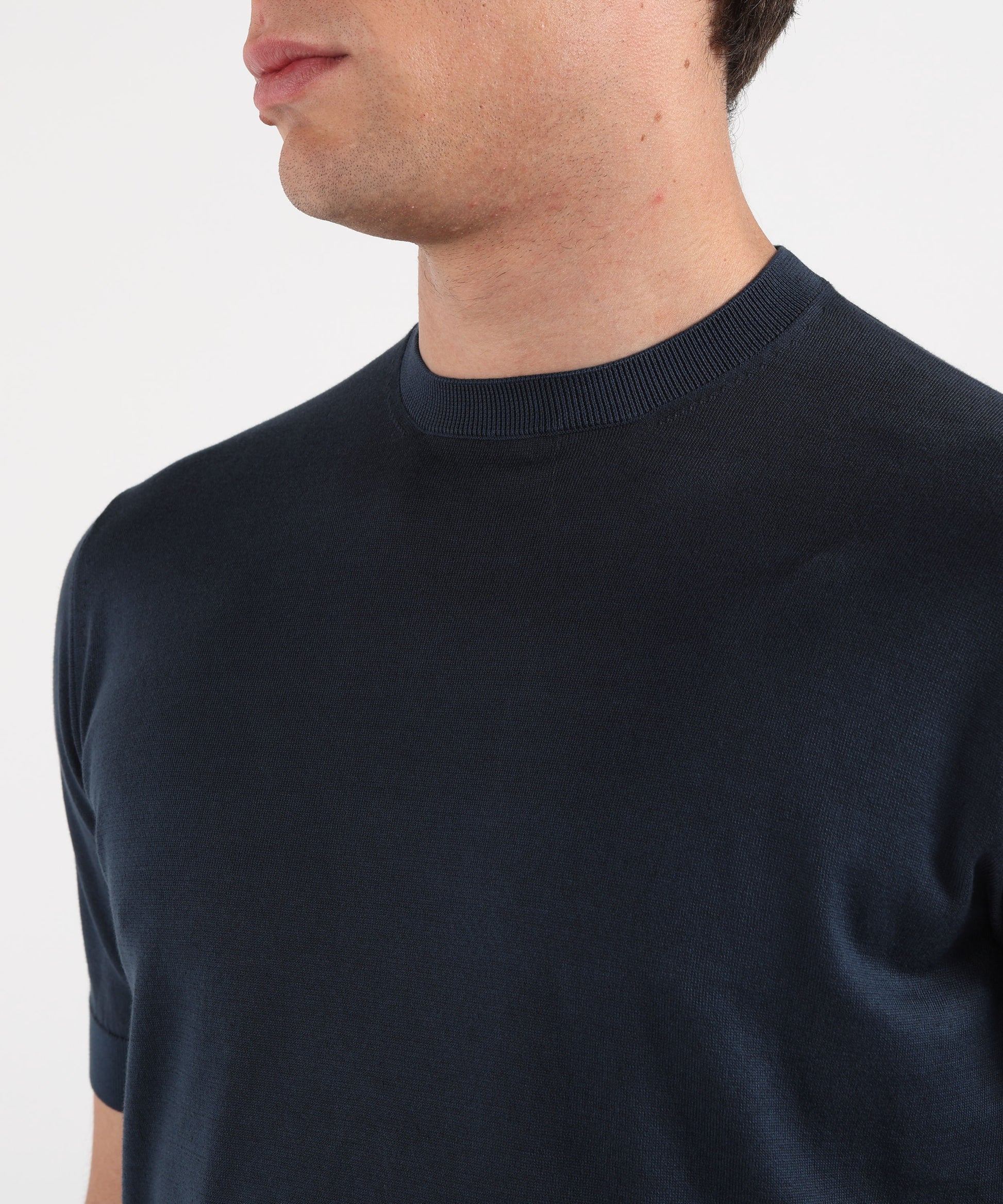 Knitwear FILIPPO DE LAURENTIIS Men’s half-sleeve T-shirt – Sublime Cotton Indaco | FILIPPO DE LAURENTIIS
