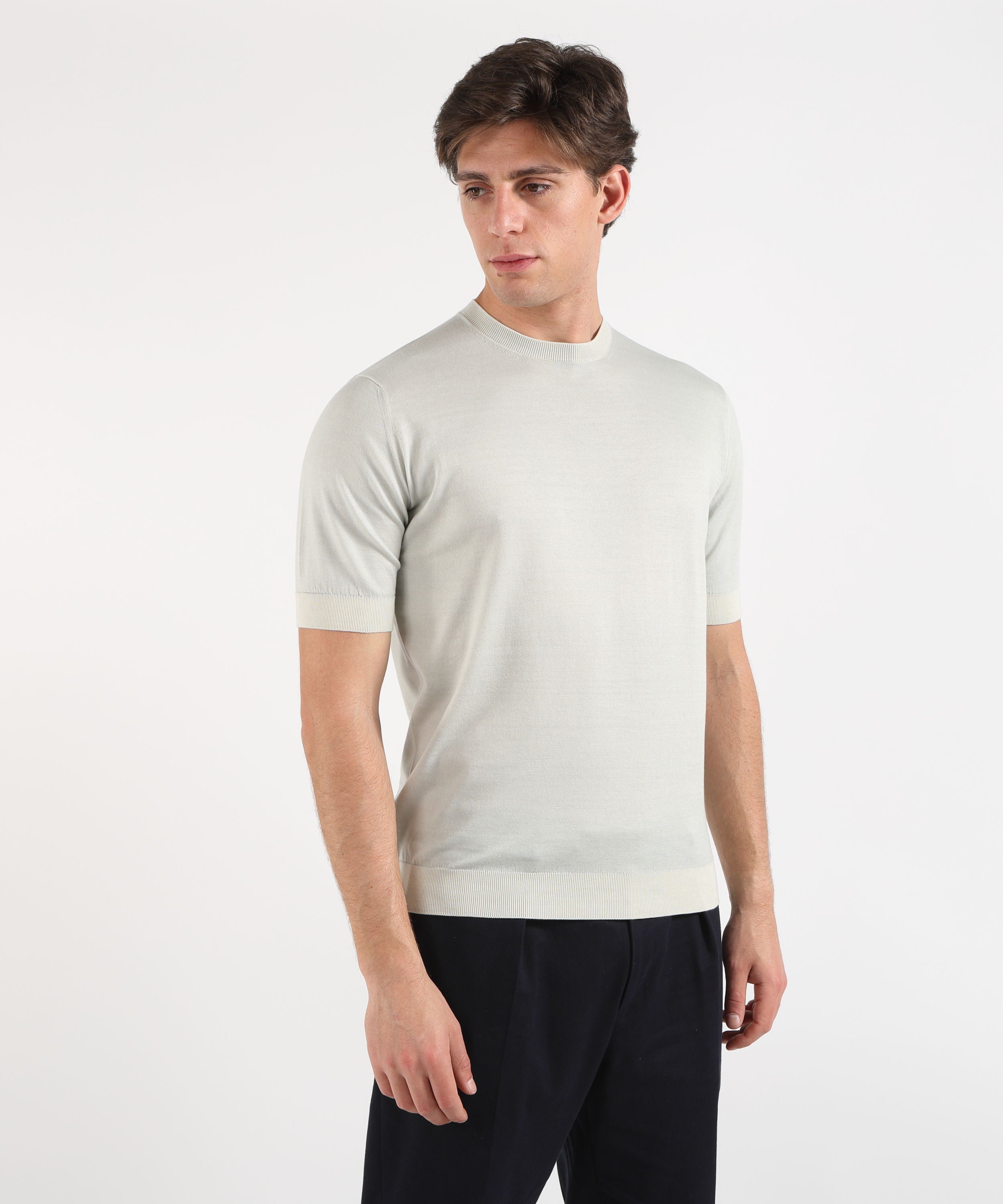 Maglie FILIPPO DE LAURENTIIS T-Shirt Uomo Mezza Manica – Sublime Cotton Grigio perla | FILIPPO DE LAURENTIIS