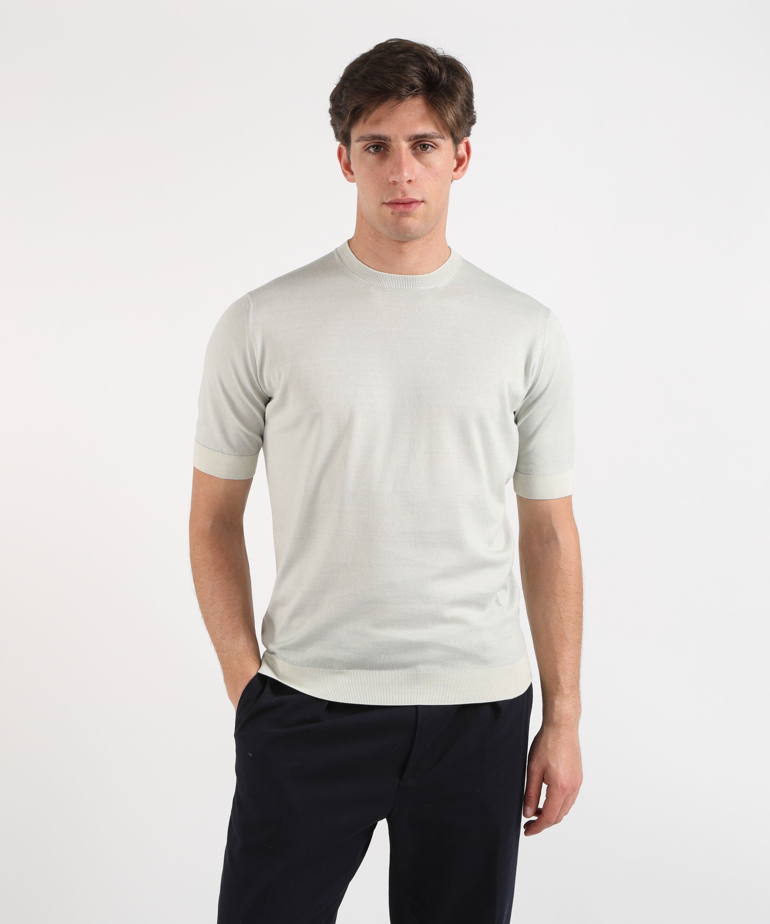 Maglie FILIPPO DE LAURENTIIS T-Shirt Uomo Mezza Manica – Sublime Cotton Grigio perla | FILIPPO DE LAURENTIIS