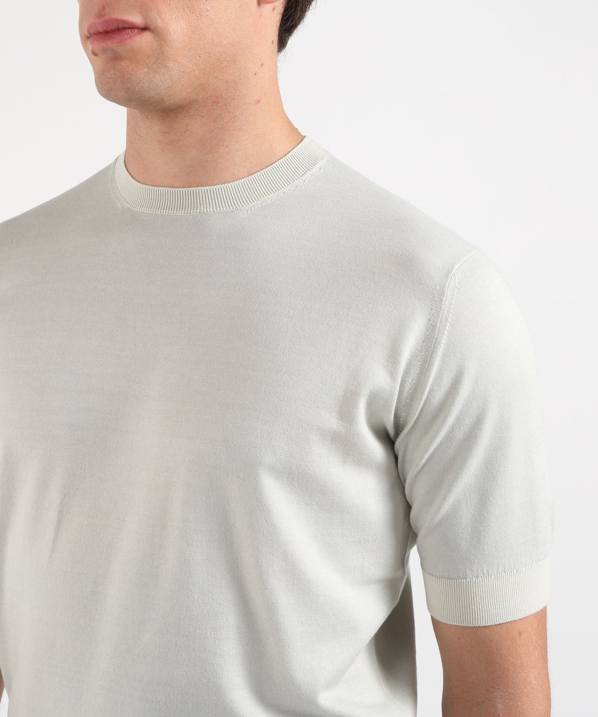 Knitwear FILIPPO DE LAURENTIIS Men’s half-sleeve T-shirt – Sublime Cotton Grigio perla | FILIPPO DE LAURENTIIS