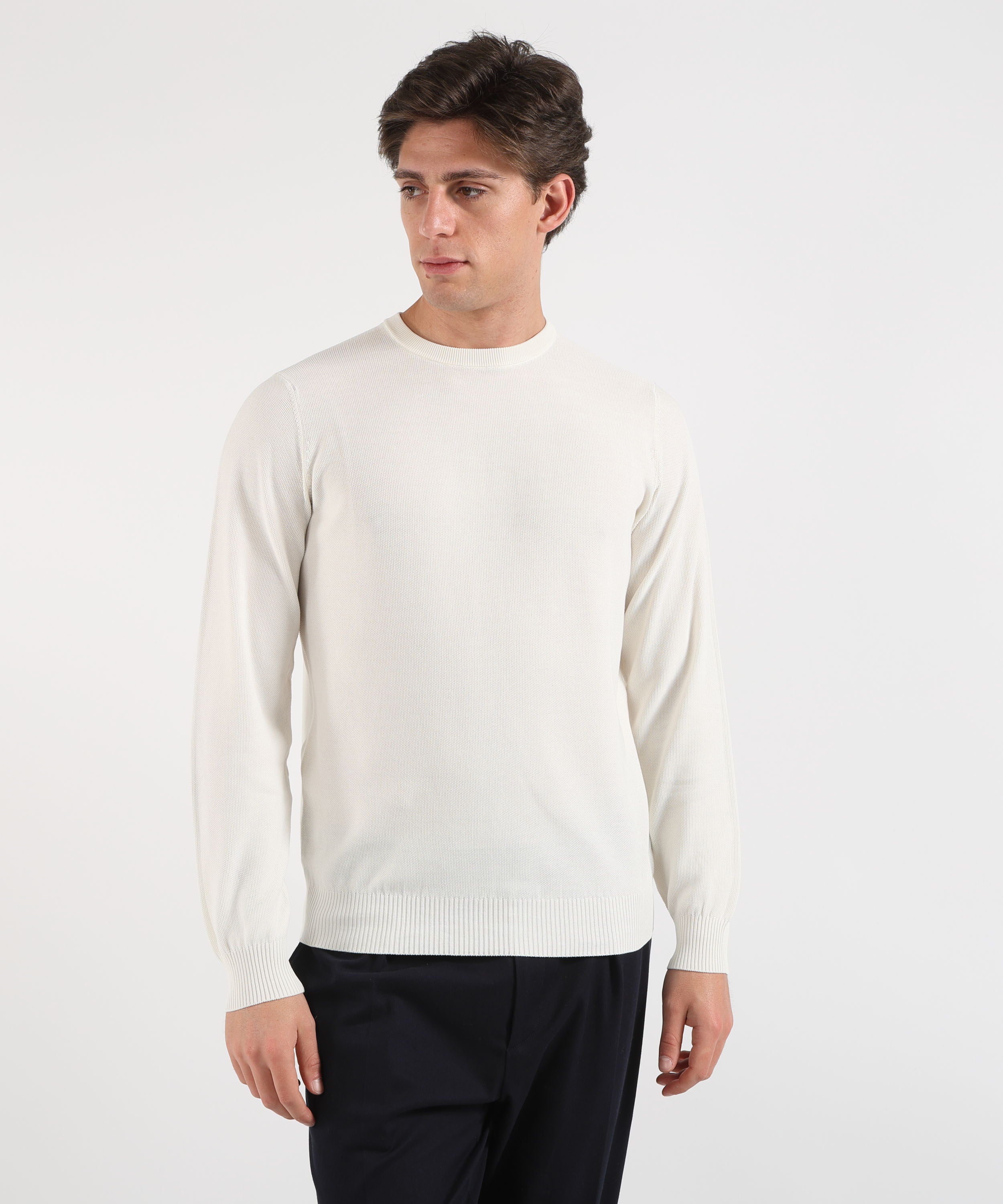 Maglie FILIPPO DE LAURENTIIS Maglia Uomo Girocollo – Effetto Chicco di Riso Latte | FILIPPO DE LAURENTIIS