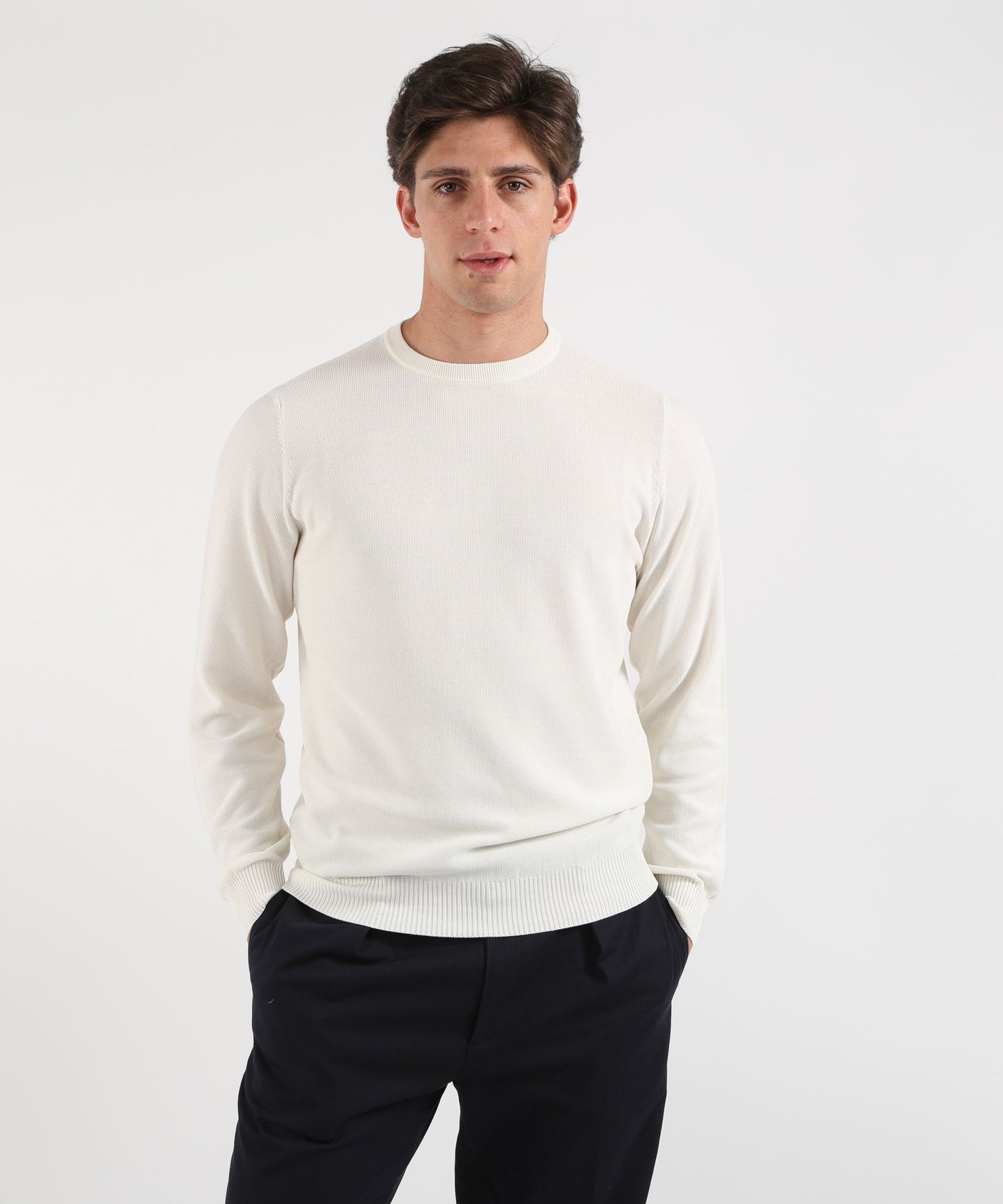 FILIPPO DE LAURENTIIS Men’s crew-neck sweater – rice stitch effect