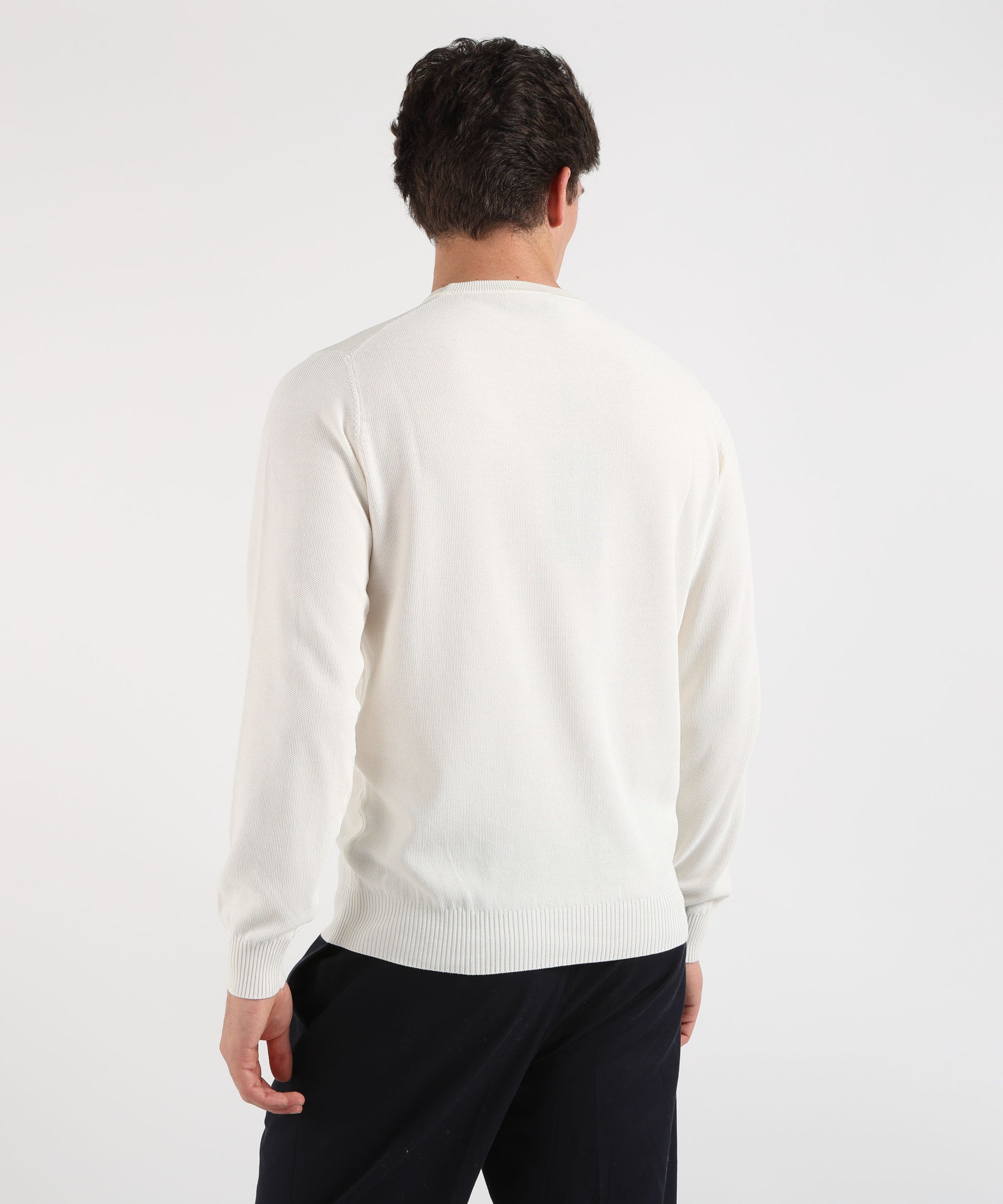 Knitwear FILIPPO DE LAURENTIIS Men’s crew-neck sweater – rice stitch effect Latte | FILIPPO DE LAURENTIIS