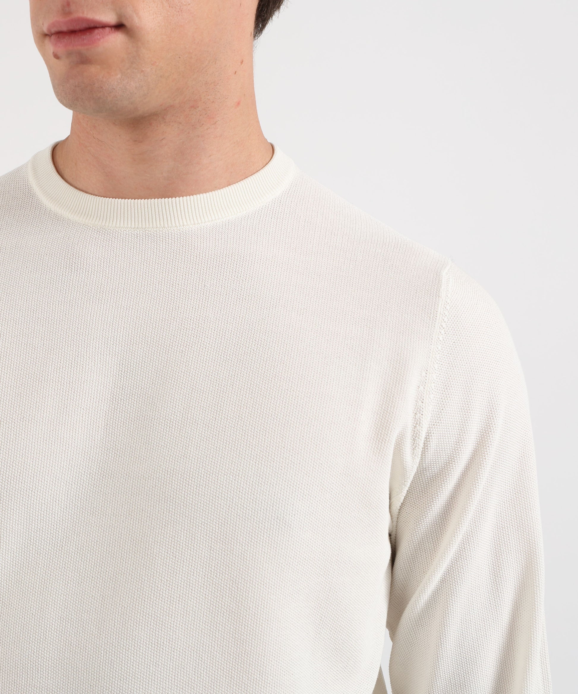 Knitwear FILIPPO DE LAURENTIIS Men’s crew-neck sweater – rice stitch effect Latte | FILIPPO DE LAURENTIIS