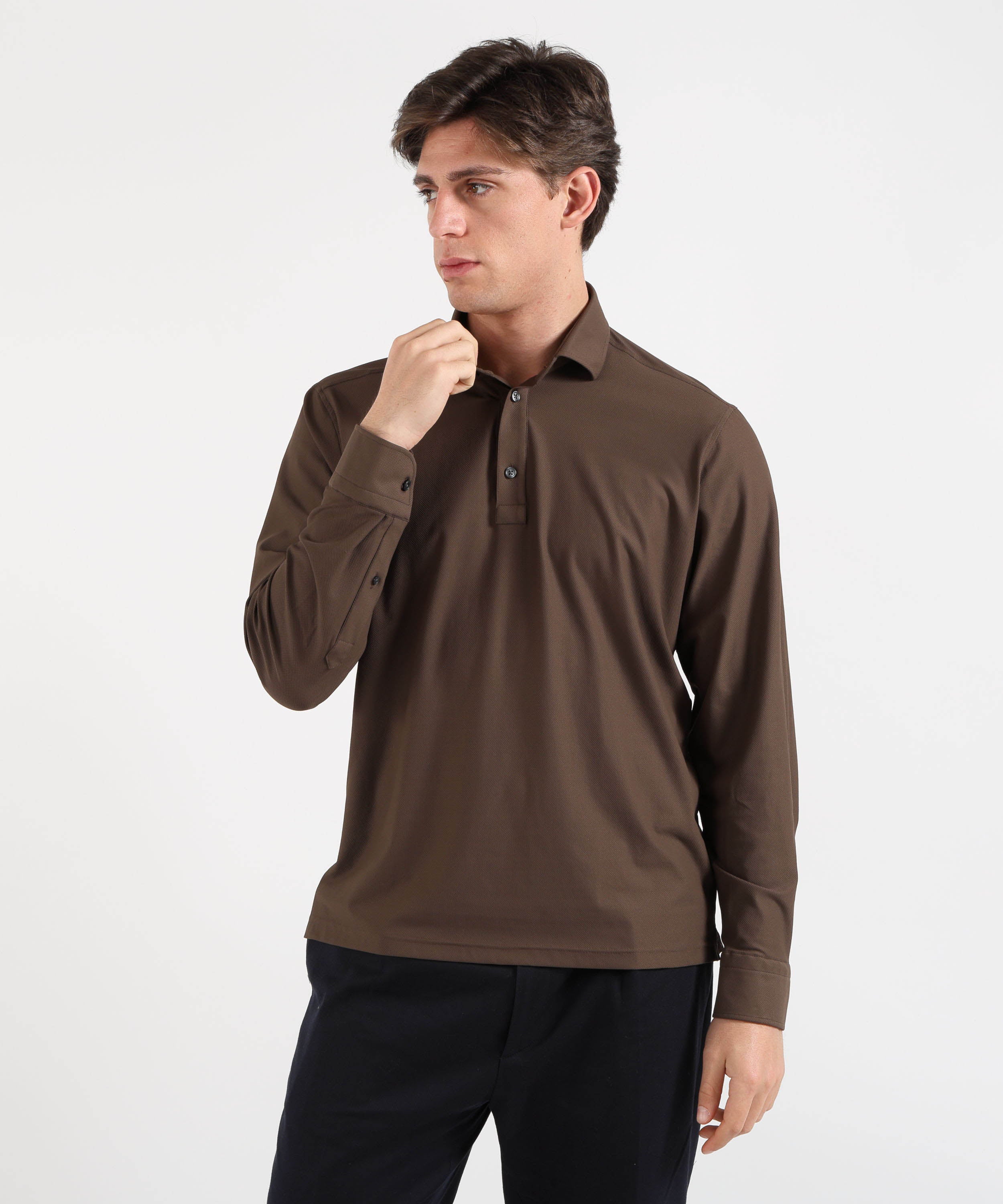 GHIRARDELLI Polo/Camicia Uomo 3 Bottoni – Effetto Traforato