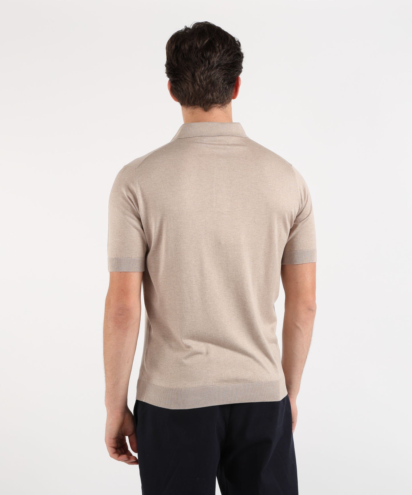 FILIPPO DE LAURENTIIS Men’s half-sleeve polo – faux ribbing detail