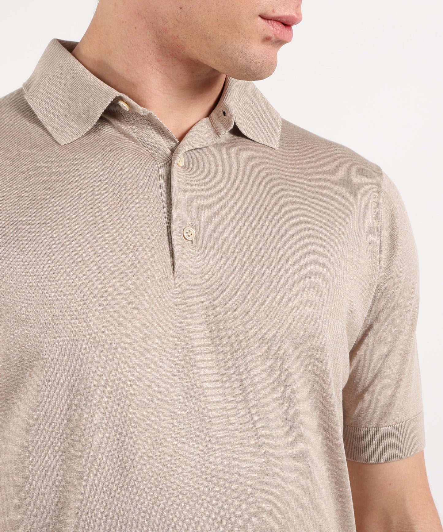 FILIPPO DE LAURENTIIS Men’s half-sleeve polo – faux ribbing detail