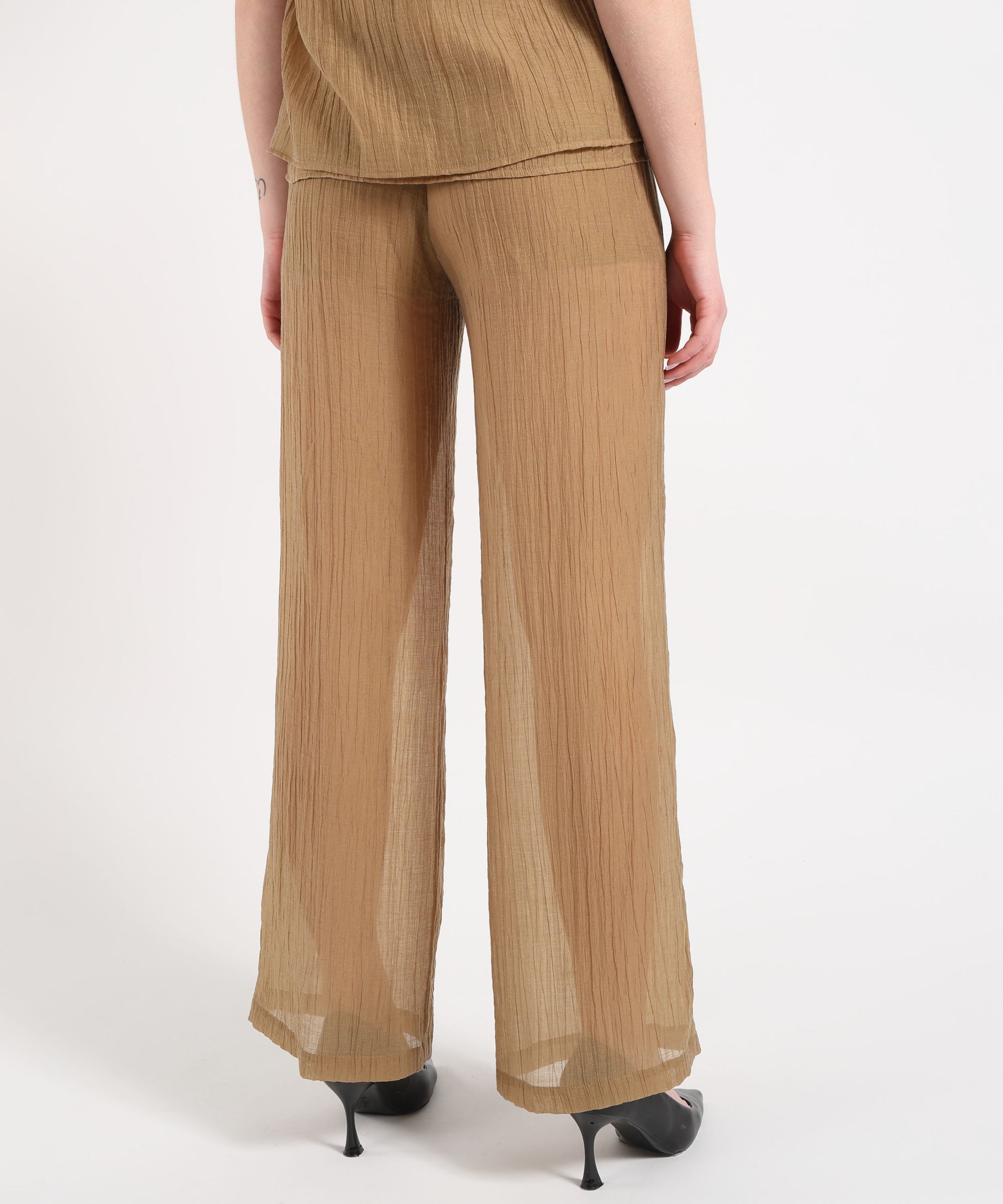 Trousers SEVENTY Wide semi-stretch trousers in solid voile Kaki | SEVENTY