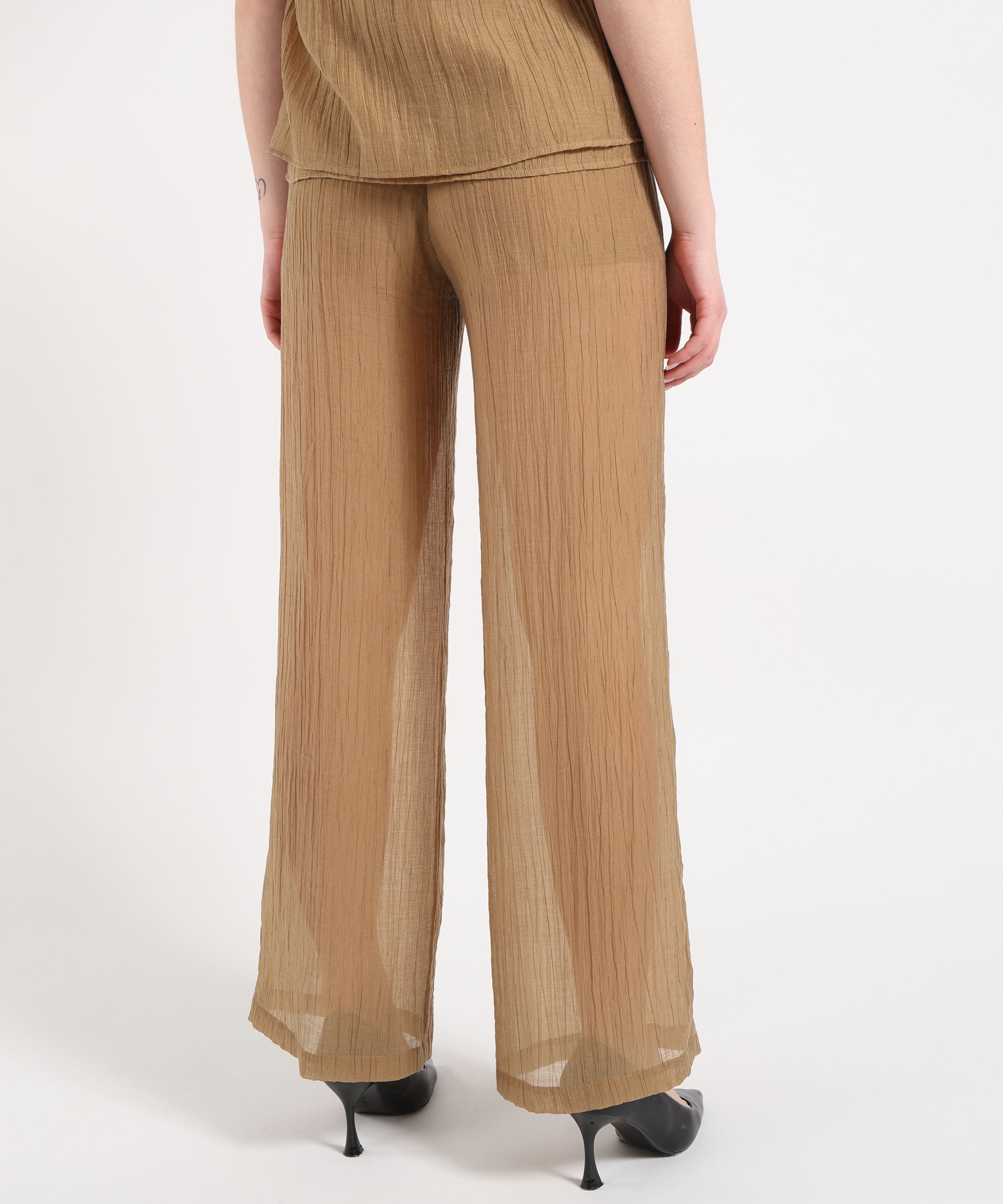 Trousers SEVENTY Wide semi-stretch trousers in solid voile Kaki | SEVENTY