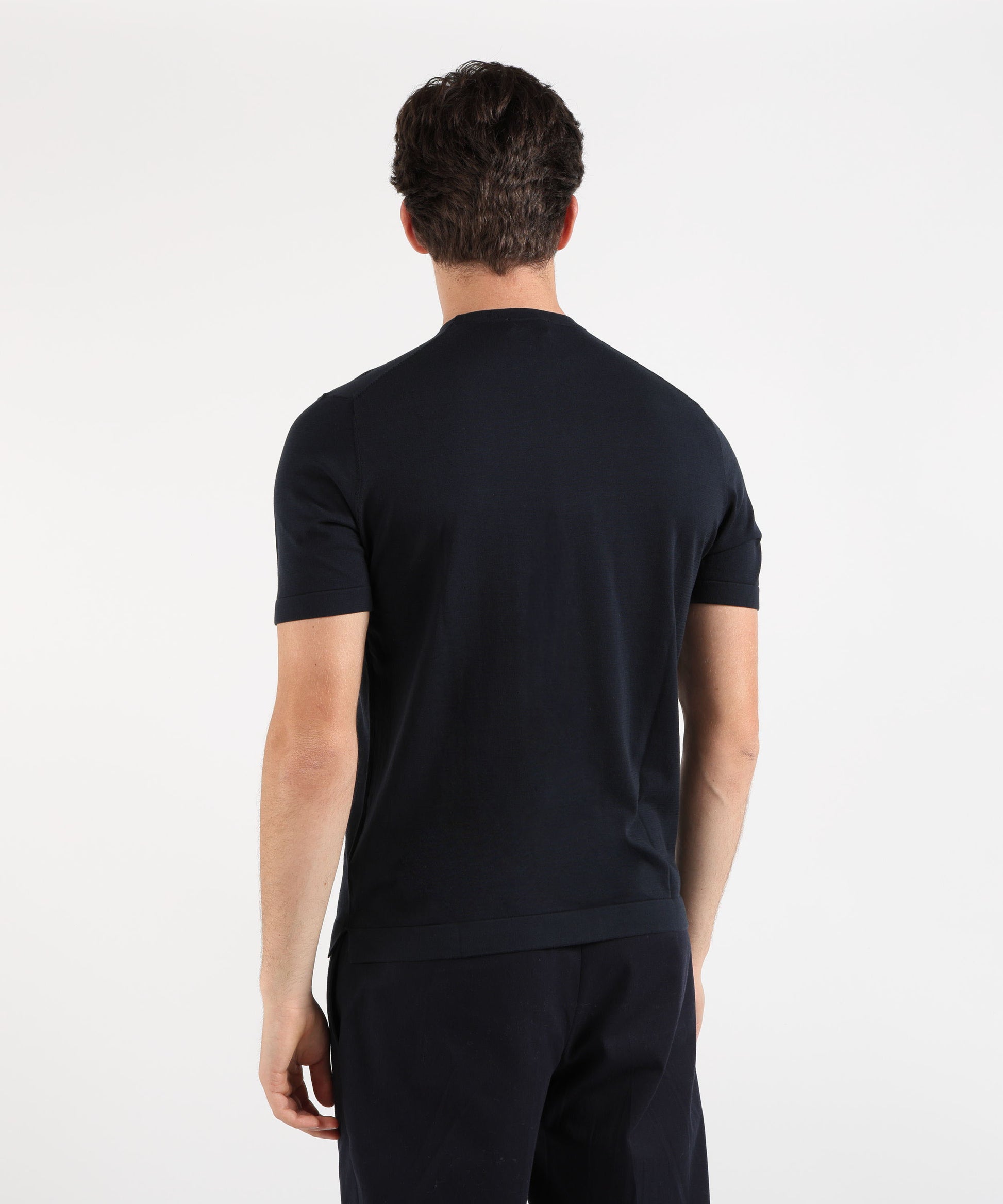 Knitwear MARINO  Men’s short-sleeve top – cotton crepe Blu notte | MARINO