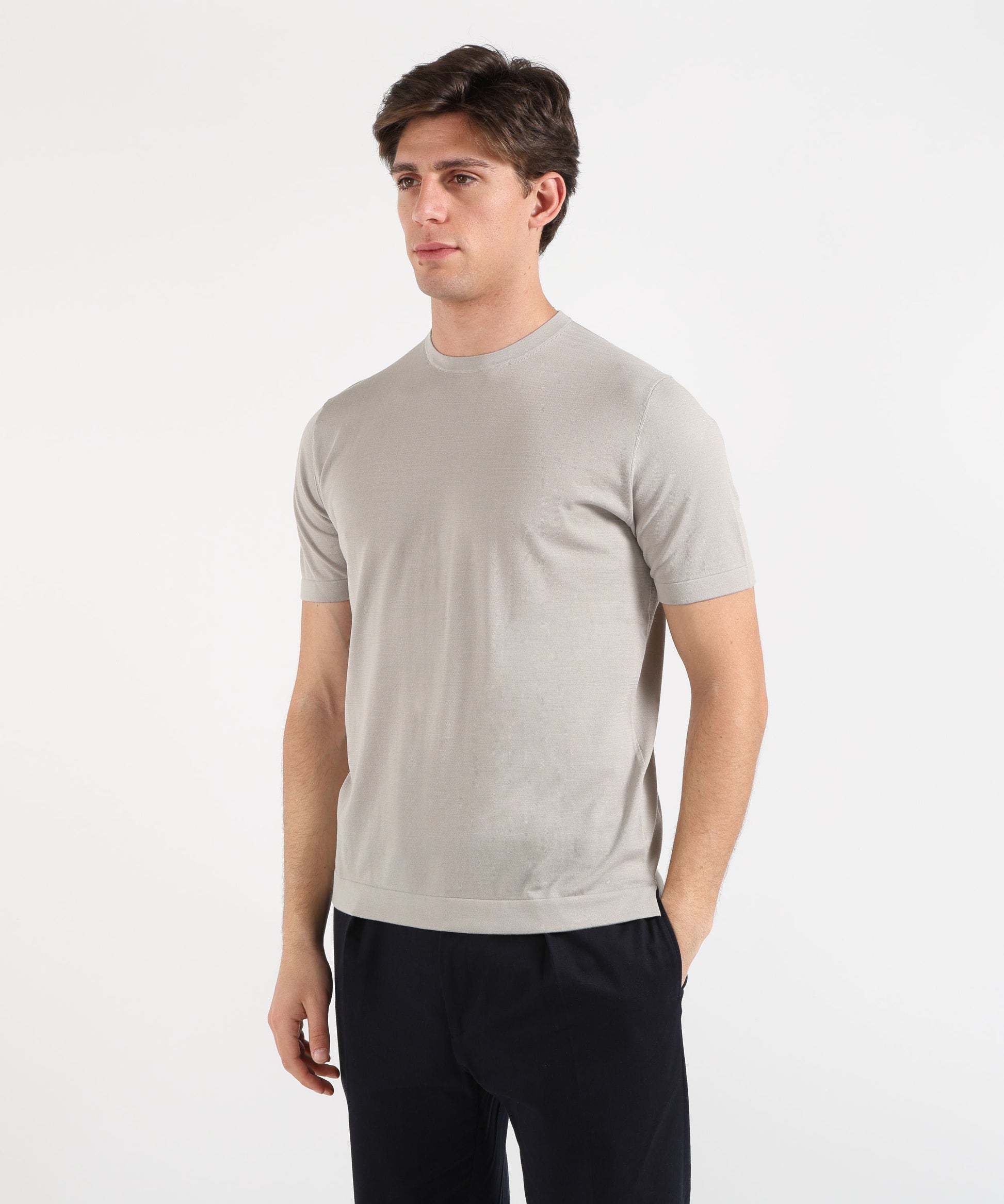 Knitwear MARINO  Men’s short-sleeve top – cotton crepe Grigio | MARINO