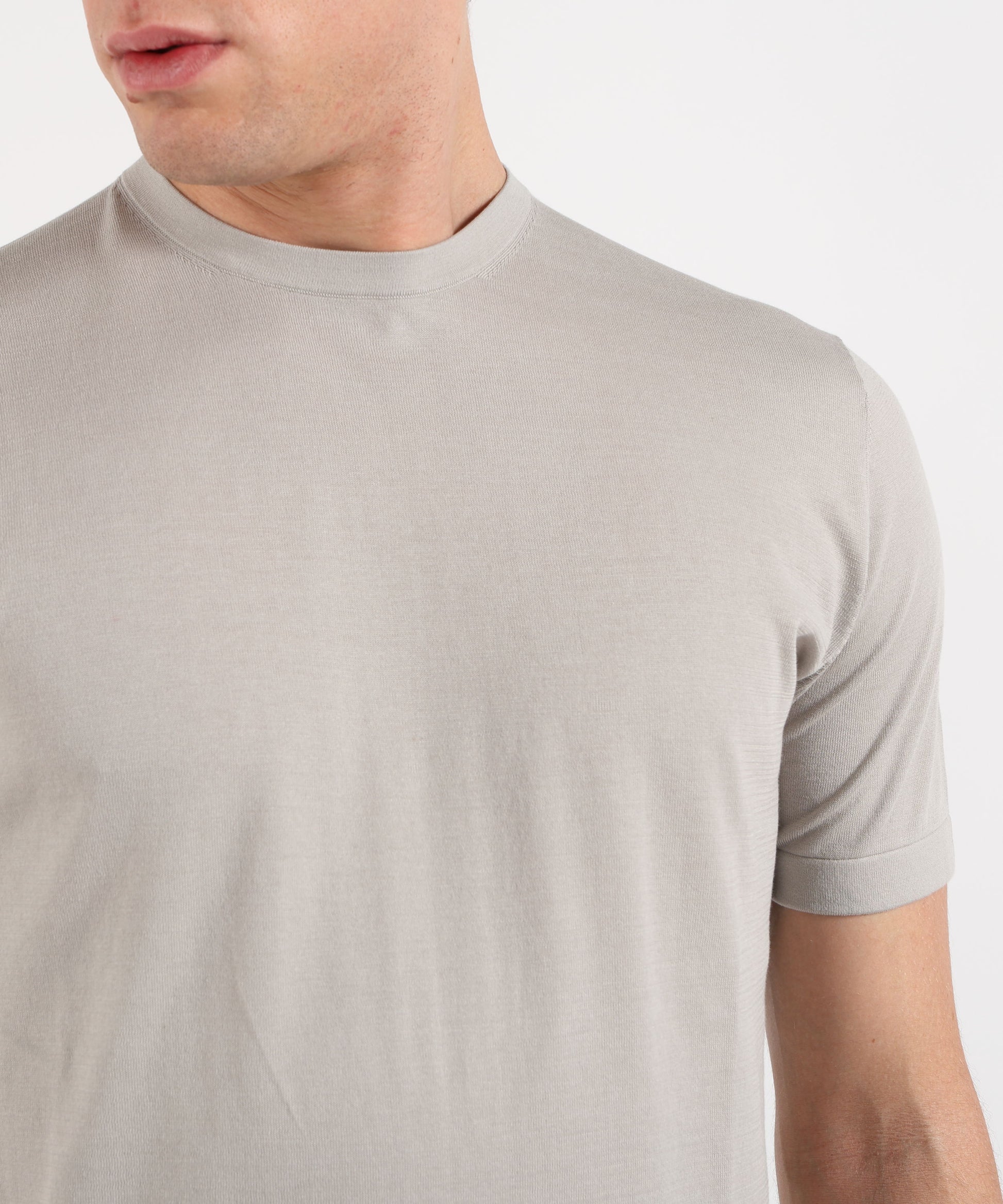 Knitwear MARINO  Men’s short-sleeve top – cotton crepe Grigio | MARINO