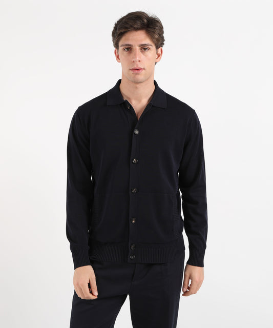 Cardigan FILIPPO DE LAURENTIIS Blusotto Uomo – Collo Polo Navy | FILIPPO DE LAURENTIIS