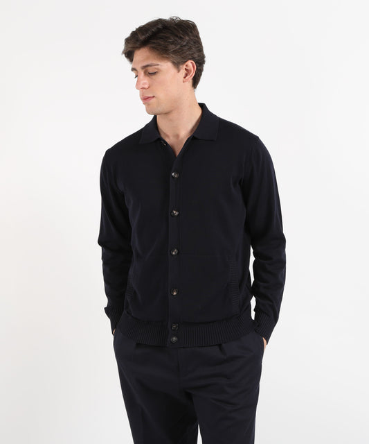 Cardigan FILIPPO DE LAURENTIIS Blusotto Uomo – Collo Polo Navy | FILIPPO DE LAURENTIIS