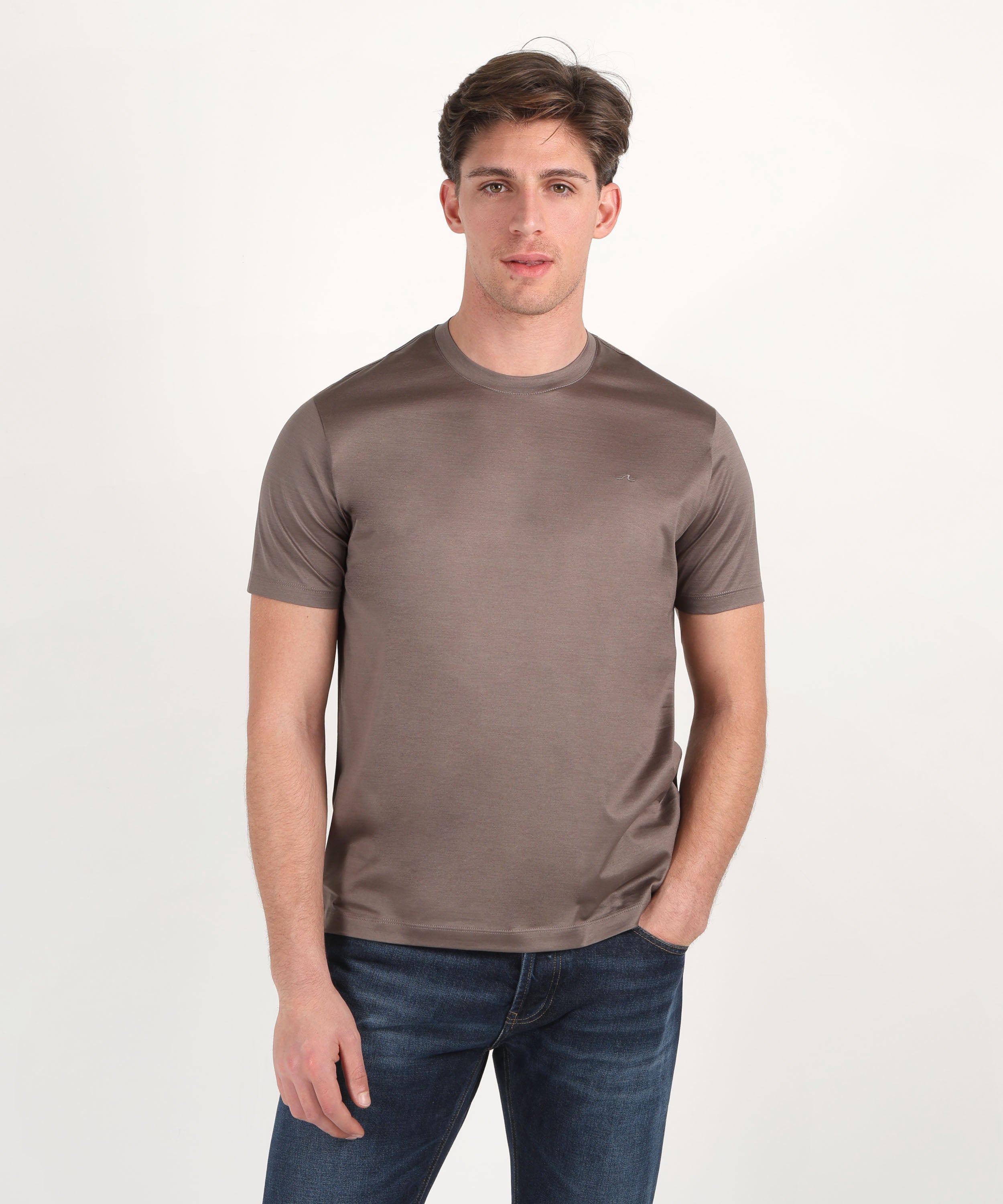 T-shirt PAUL&SHARK T-shirt in jersey di cotone con ricamo Shark Fin Tortora | PAUL&SHARK
