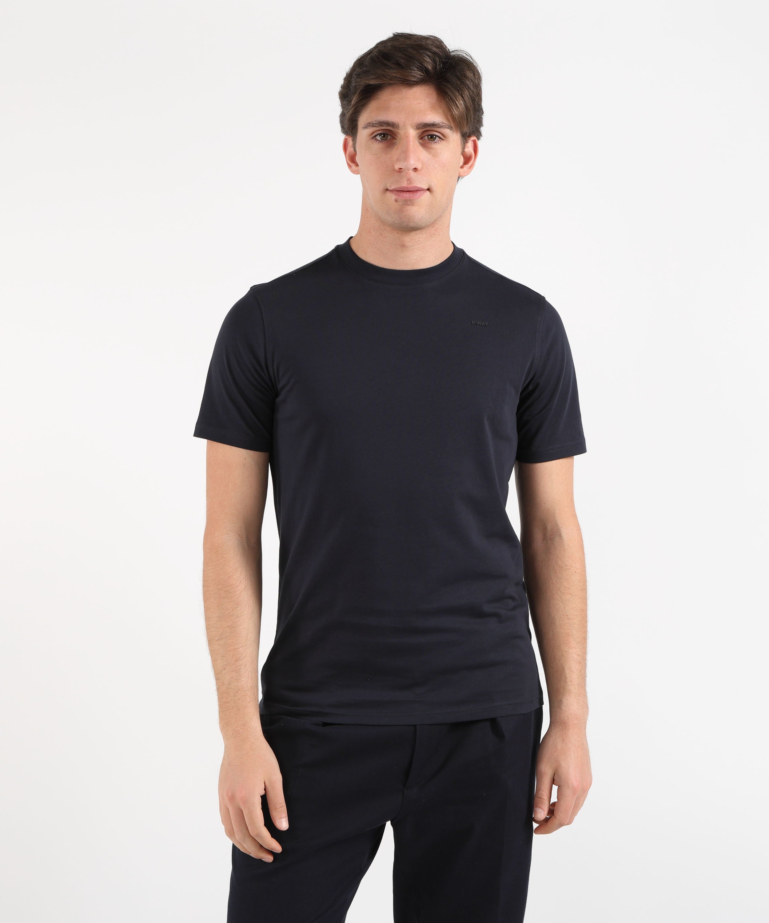 T-shirt K-WAY ODOM JERSEY MICRO LETTERING SLIM Blu | K-WAY