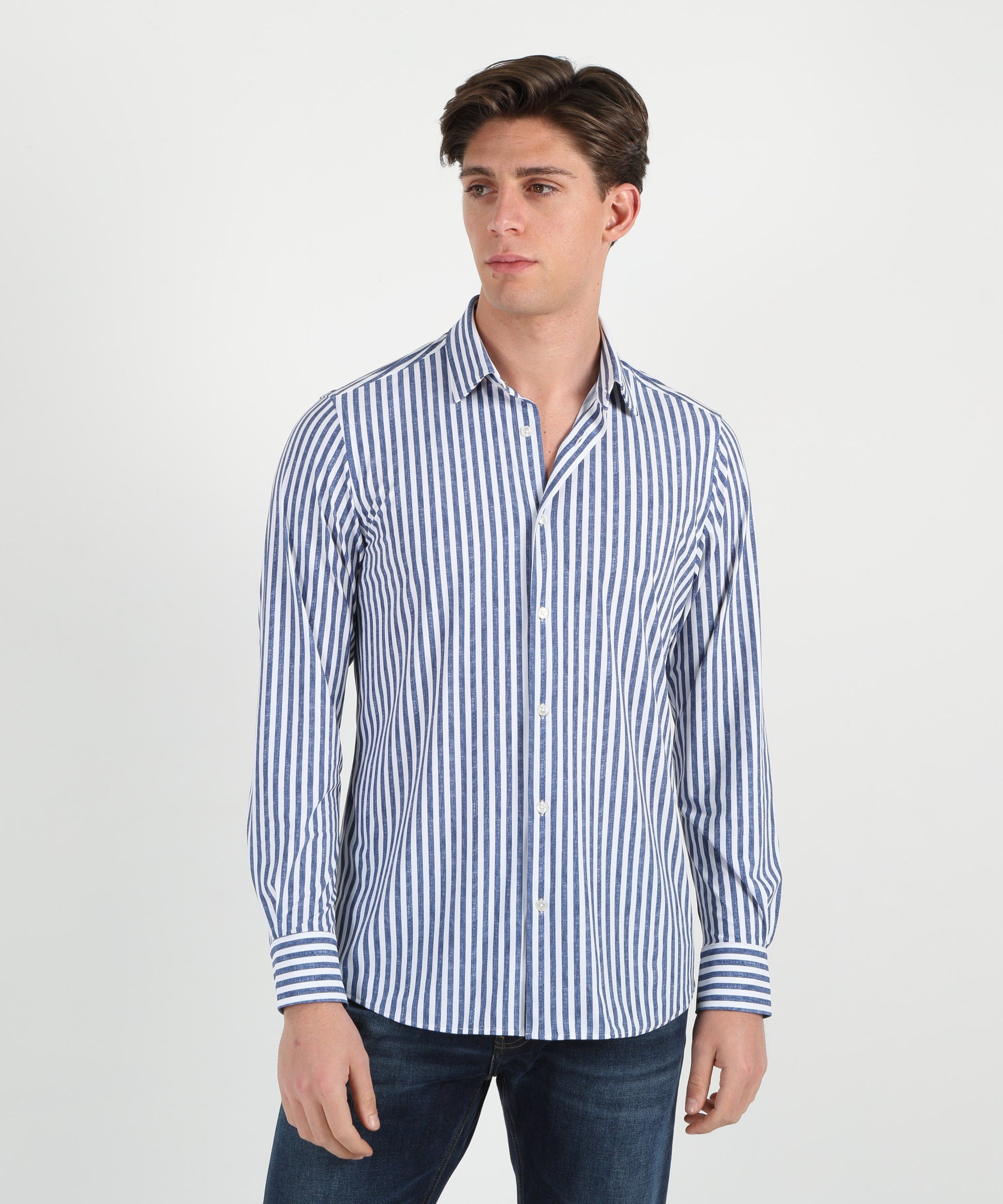 Shirts ARCHIVIUM semi-spread collar, tailored fit Bianco/blu | ARCHIVIUM