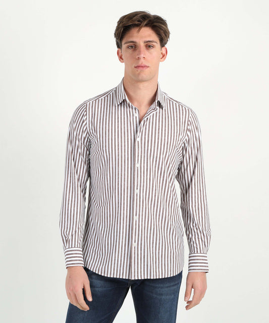 Camicie ARCHIVIUM collo semi francese tailor Bianco/marrone | ARCHIVIUM