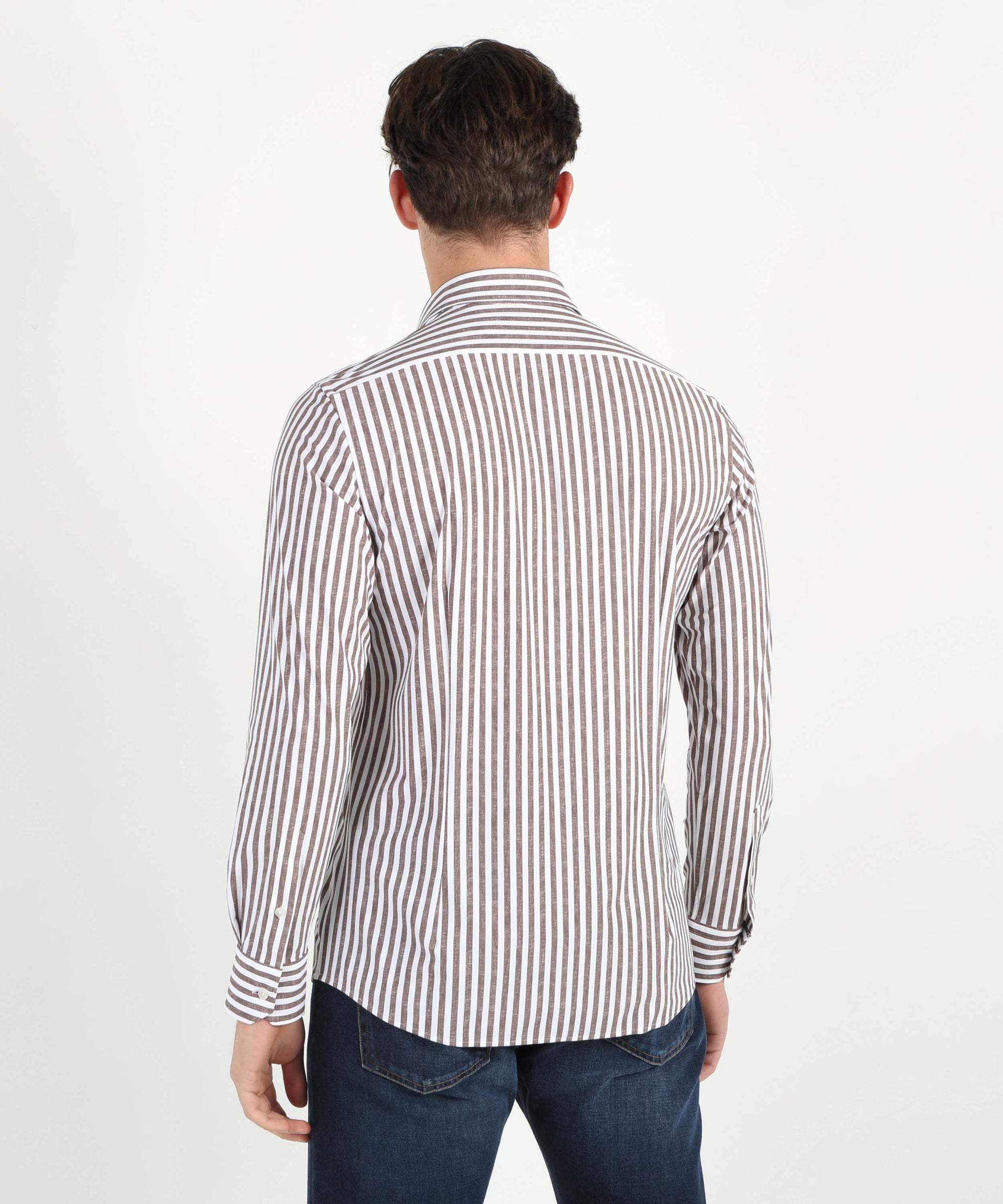 Shirts ARCHIVIUM semi-spread collar, tailored fit Bianco/marrone | ARCHIVIUM