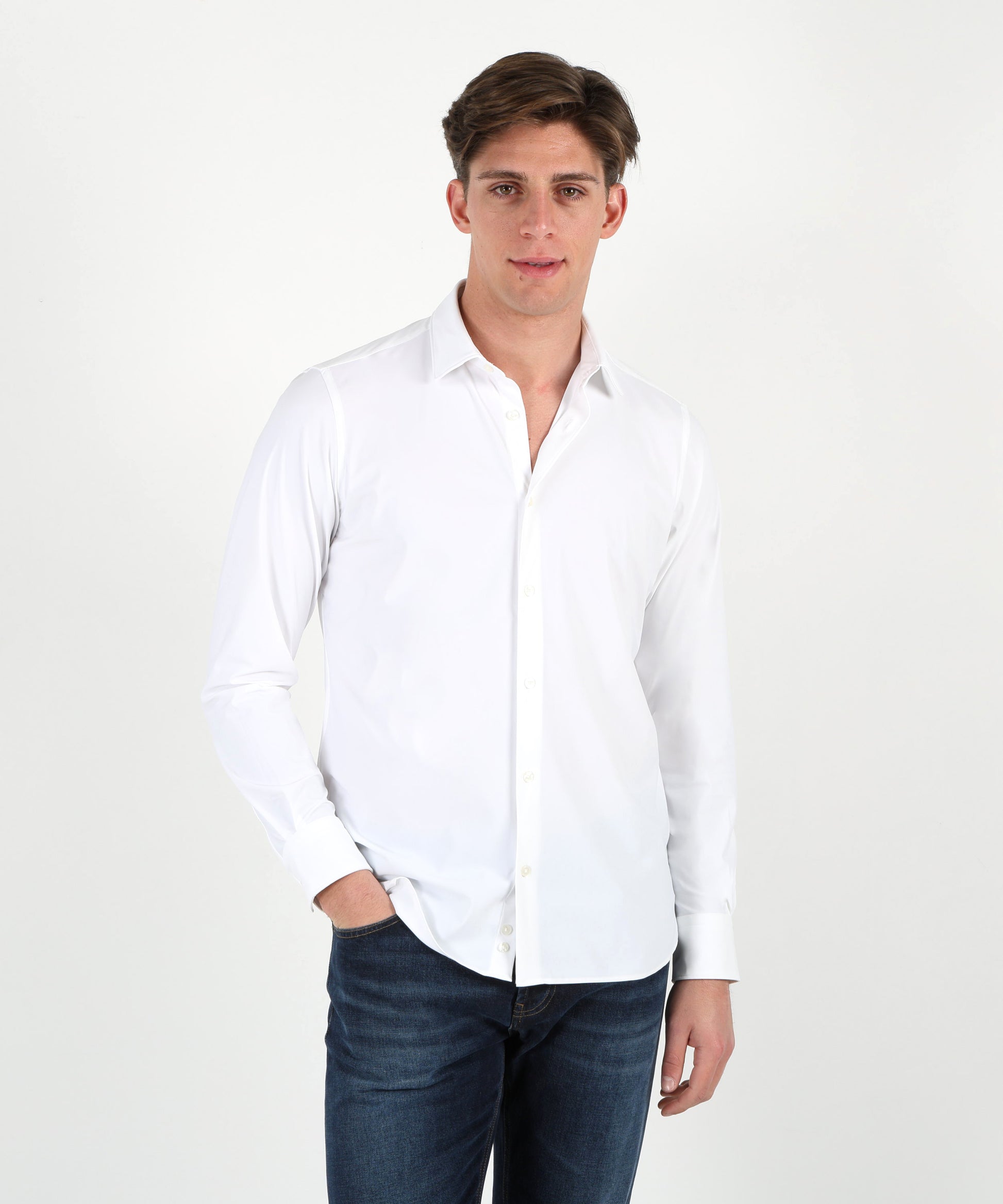 Shirts ARCHIVIUM Tailored-fit shirt with semi-spread collar Bianco | ARCHIVIUM