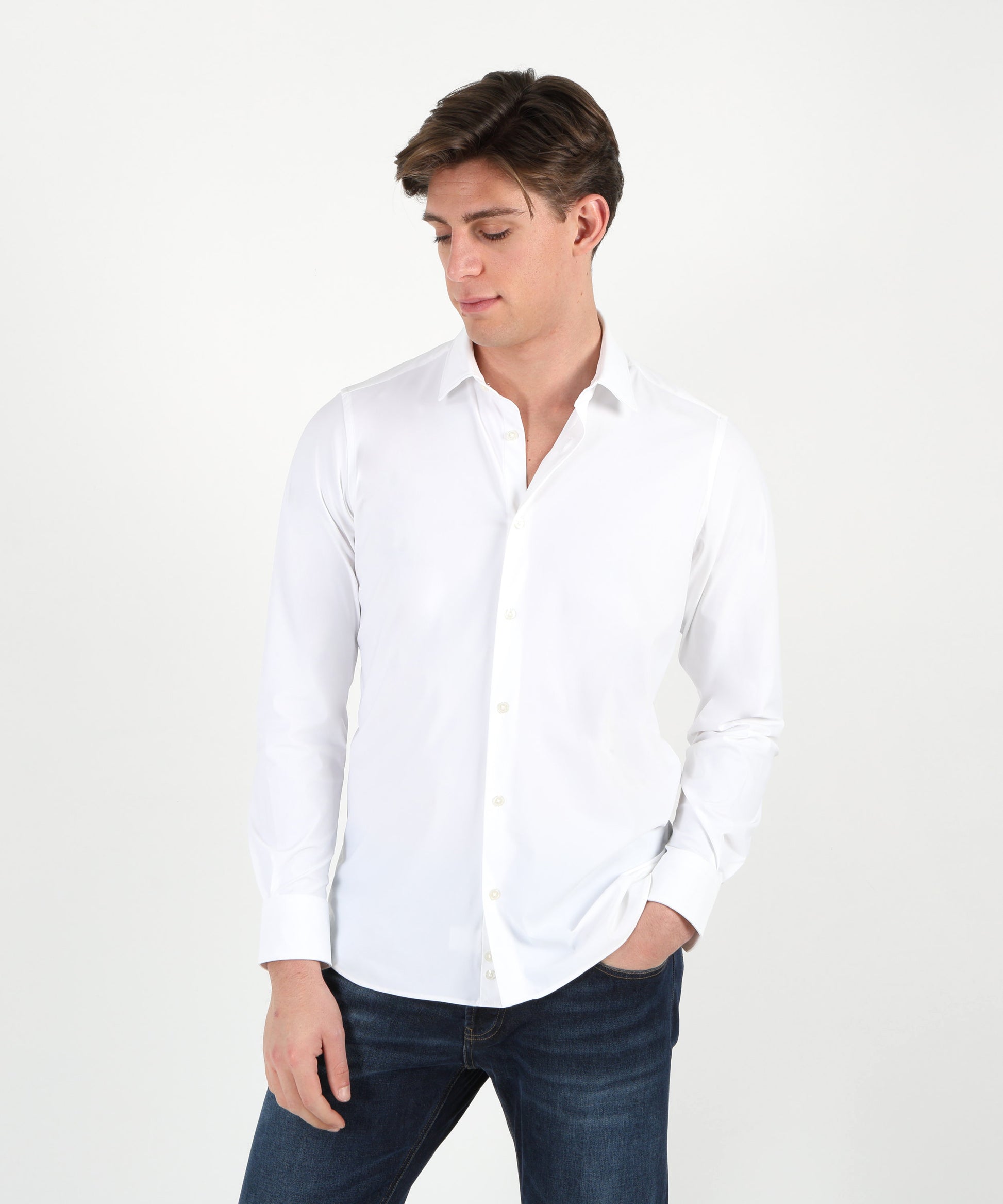 Shirts ARCHIVIUM Tailored-fit shirt with semi-spread collar Bianco | ARCHIVIUM
