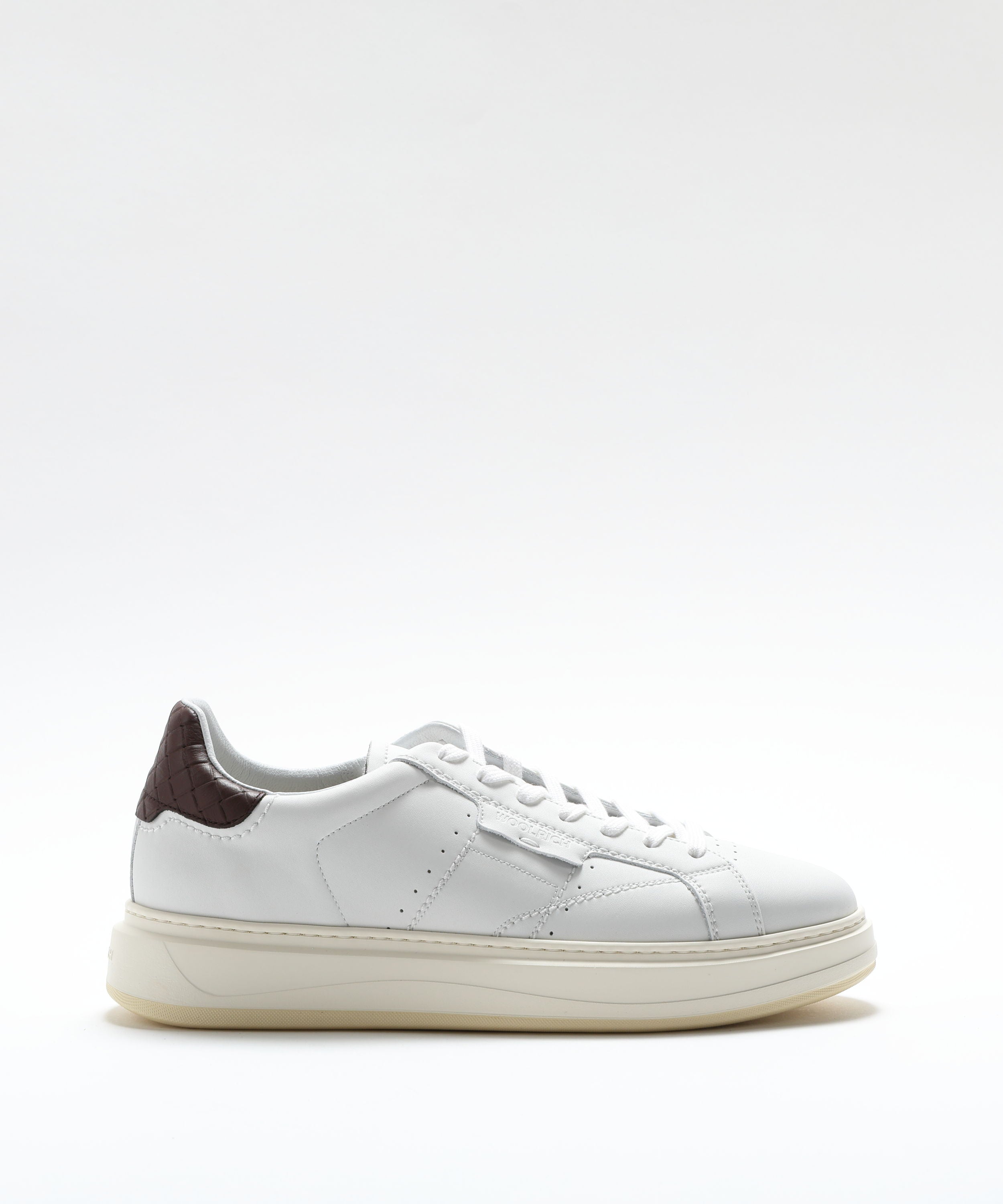 Sneakers WOOLRICH Sneakers Arrow in pelle di vitello Bianco/testa di moro | WOOLRICH
