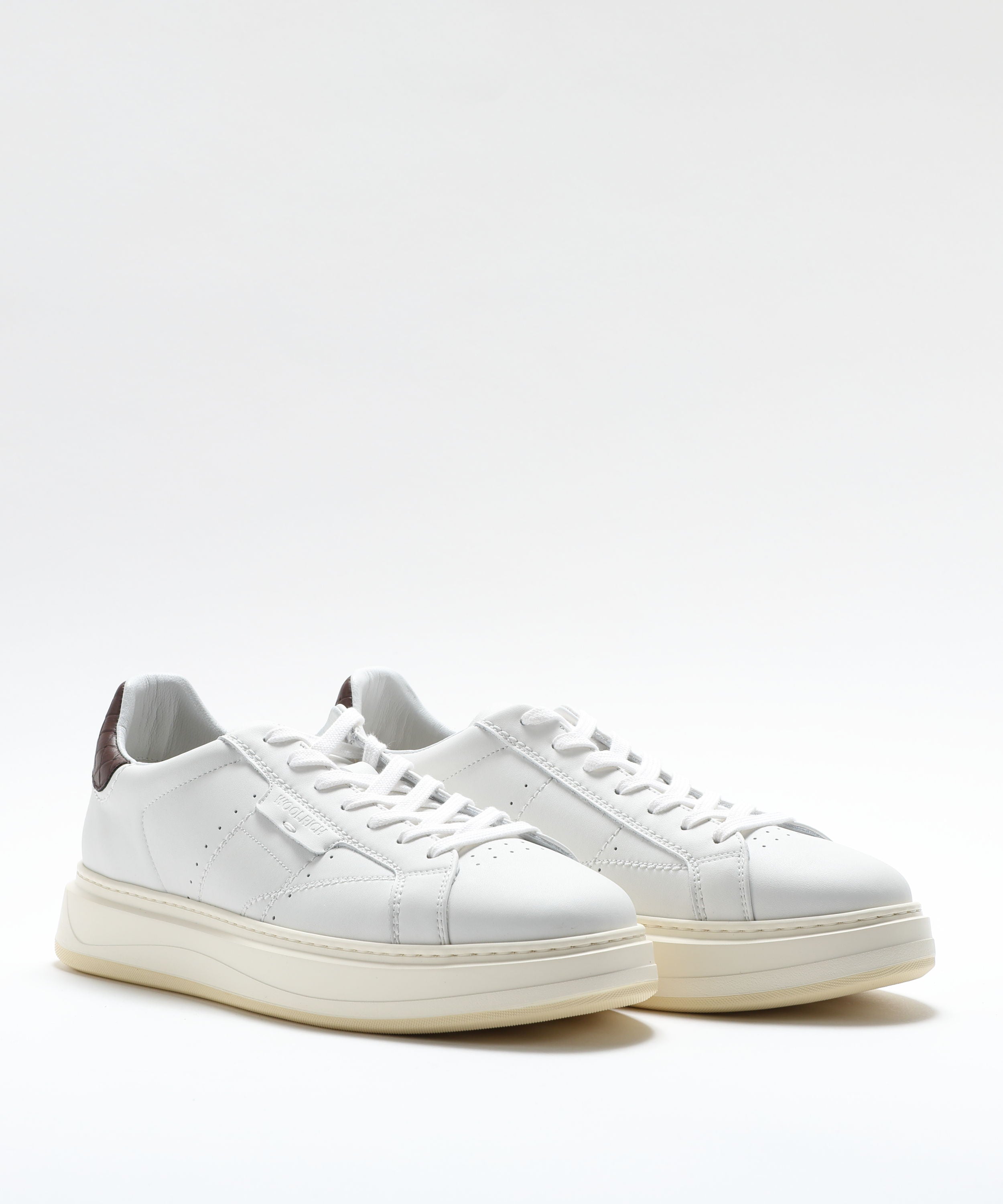 Sneakers WOOLRICH Sneakers Arrow in pelle di vitello Bianco/testa di moro | WOOLRICH